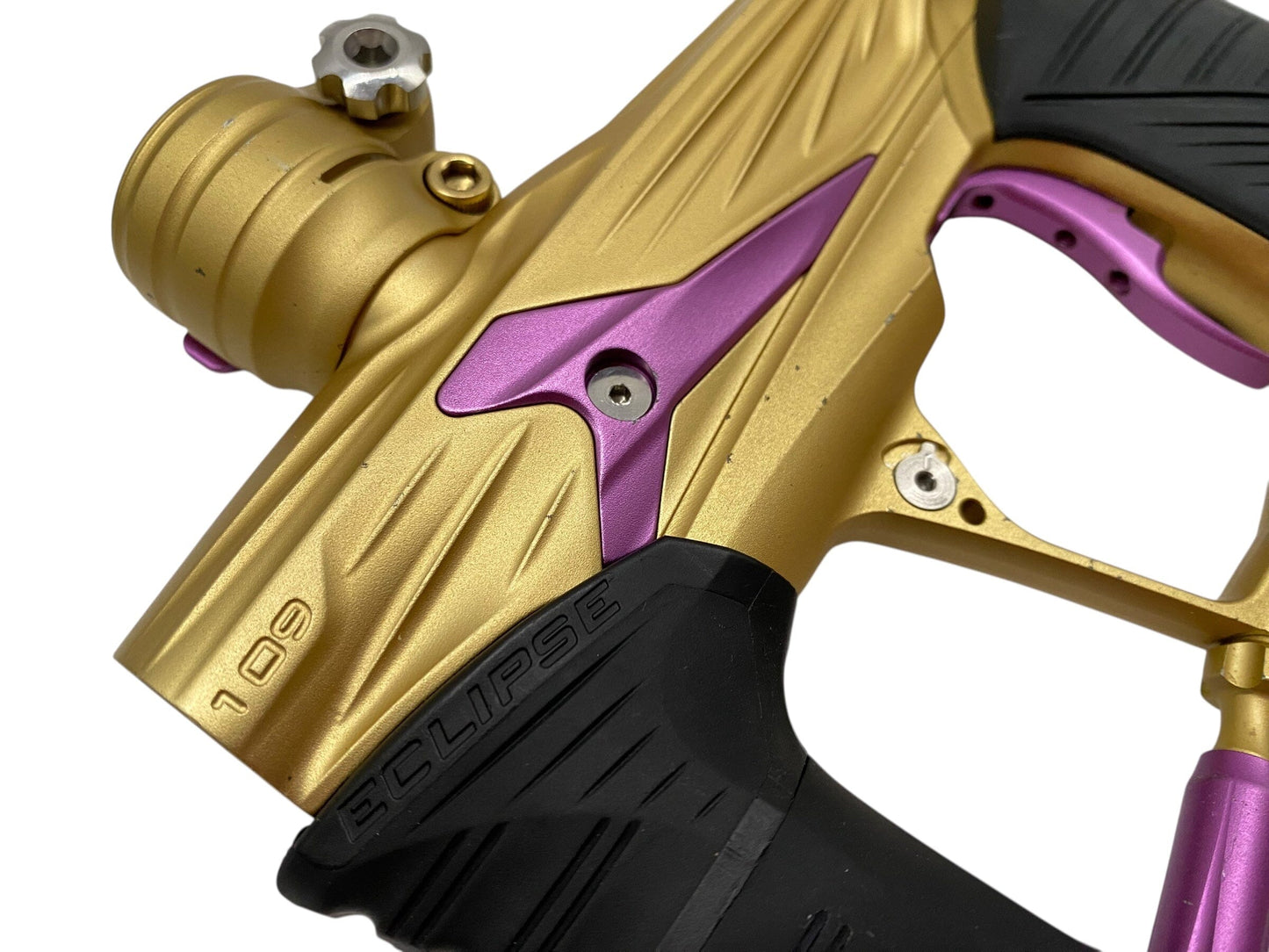 Used Planet Eclipse GSL Paintball Gun Gold/Purple Paintball Gun from CPXBrosPaintball Buy/Sell/Trade Paintball Markers, New Paintball Guns, Paintball Hoppers, Paintball Masks, and Hormesis Headbands