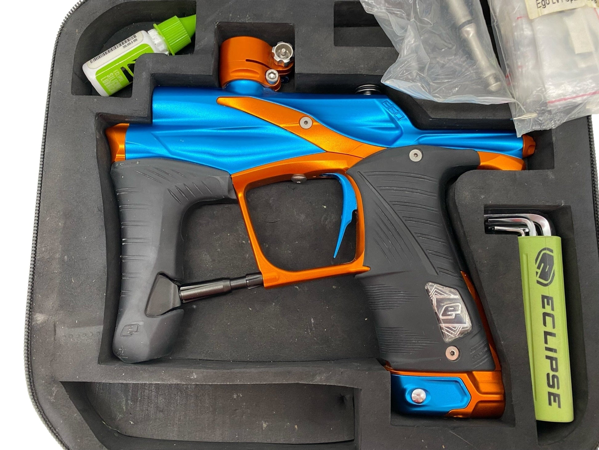 Used Planet Eclipse Lv1.5 Paintball Gun Blue/Orange Paintball Gun from CPXBrosPaintball Buy/Sell/Trade Paintball Markers, New Paintball Guns, Paintball Hoppers, Paintball Masks, and Hormesis Headbands