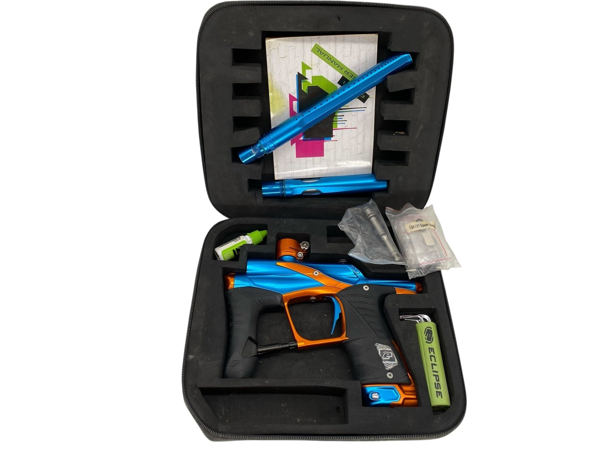 Used Planet Eclipse Lv1.5 Paintball Gun Blue/Orange Paintball Gun from CPXBrosPaintball Buy/Sell/Trade Paintball Markers, New Paintball Guns, Paintball Hoppers, Paintball Masks, and Hormesis Headbands