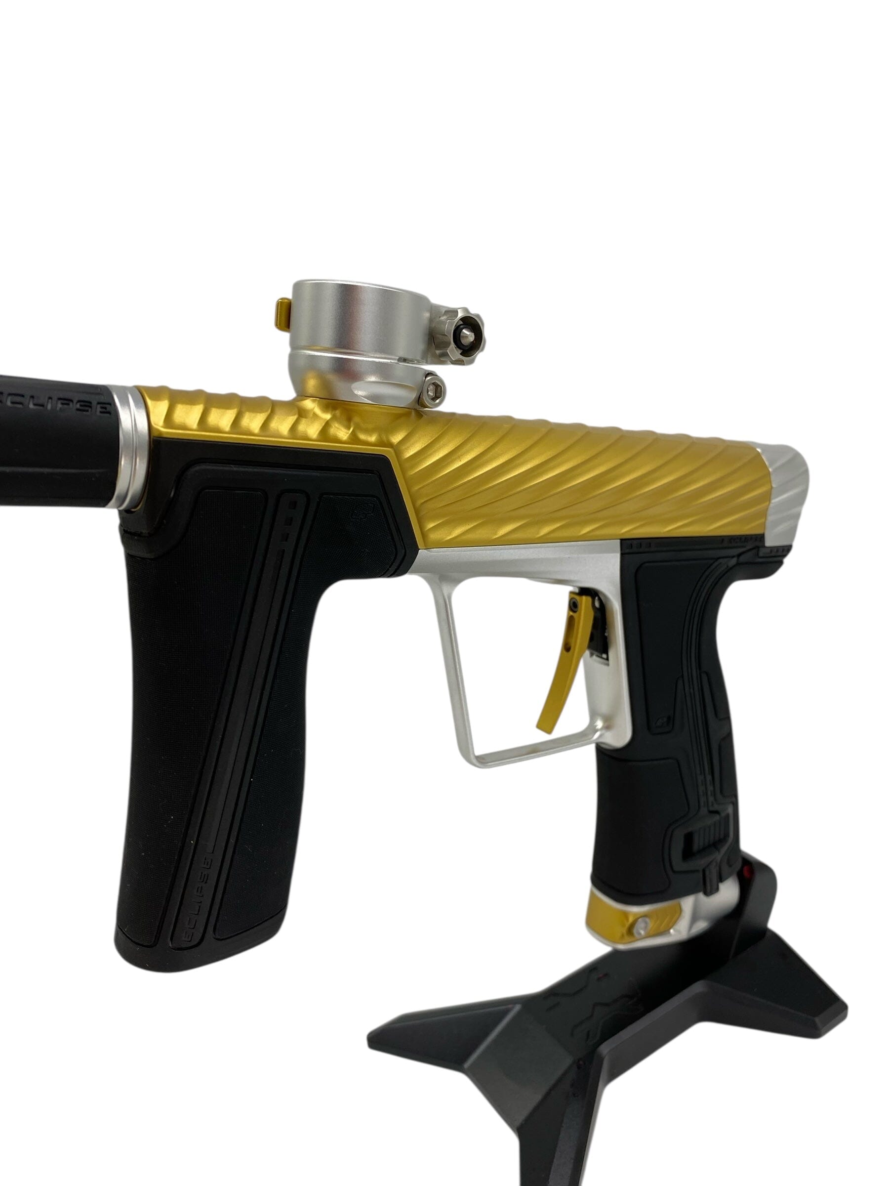 Used Planet Eclipse TWISTER Geo R5 Paintball Gun Gold/Silver Paintball Gun from CPXBrosPaintball Buy/Sell/Trade Paintball Markers, New Paintball Guns, Paintball Hoppers, Paintball Masks, and Hormesis Headbands