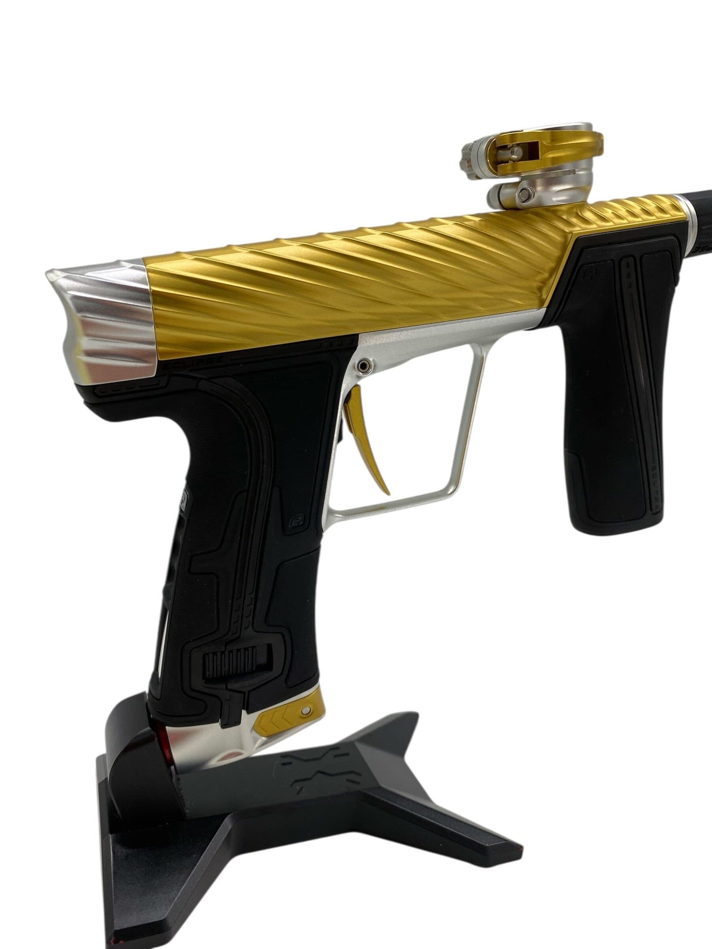 Used Planet Eclipse TWISTER Geo R5 Paintball Gun Gold/Silver Paintball Gun from CPXBrosPaintball Buy/Sell/Trade Paintball Markers, New Paintball Guns, Paintball Hoppers, Paintball Masks, and Hormesis Headbands