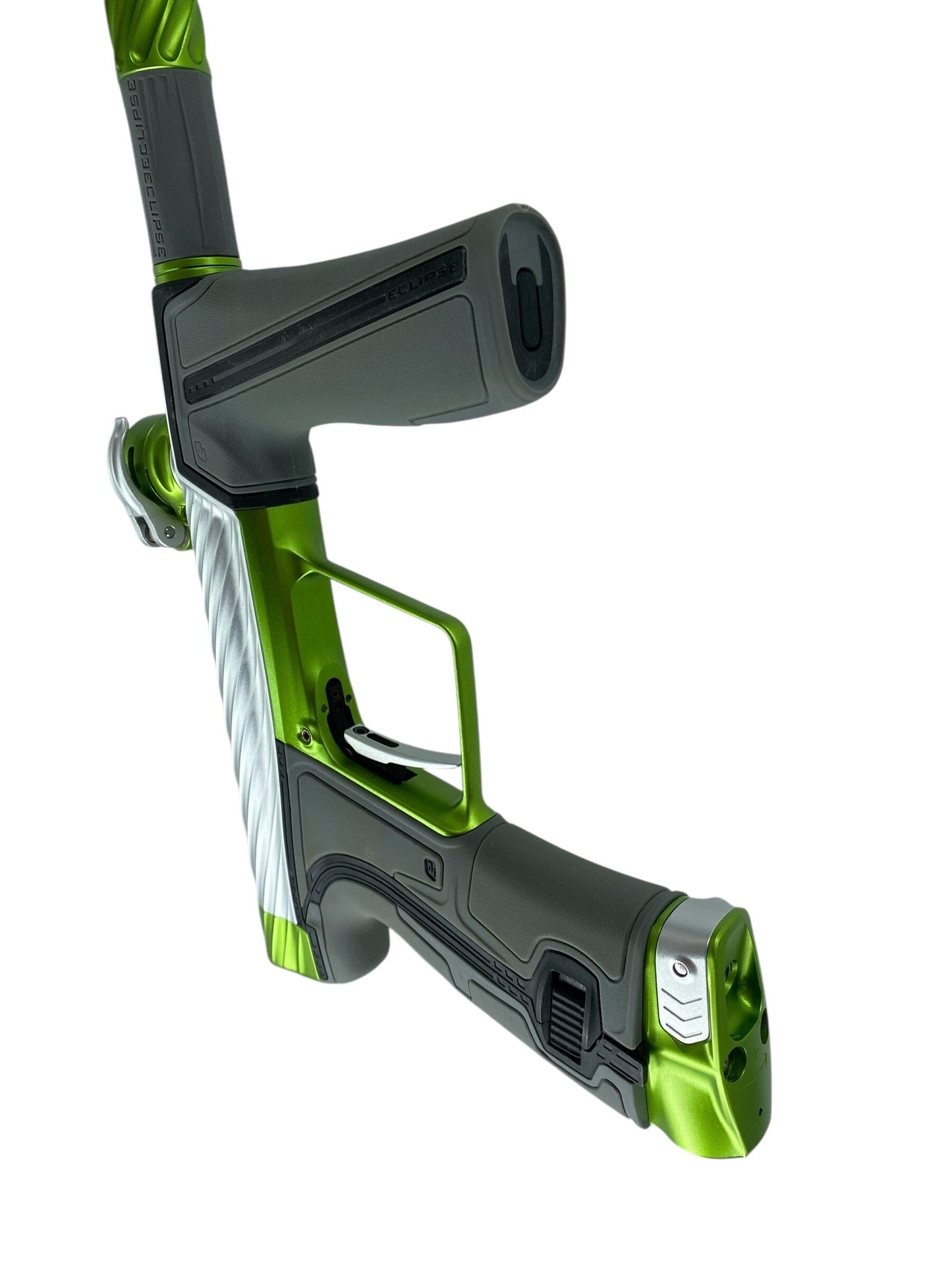 Used Planet Eclipse Twister Geo R5 Paintball Gun Silver/Green Paintball Gun from CPXBrosPaintball Buy/Sell/Trade Paintball Markers, New Paintball Guns, Paintball Hoppers, Paintball Masks, and Hormesis Headbands