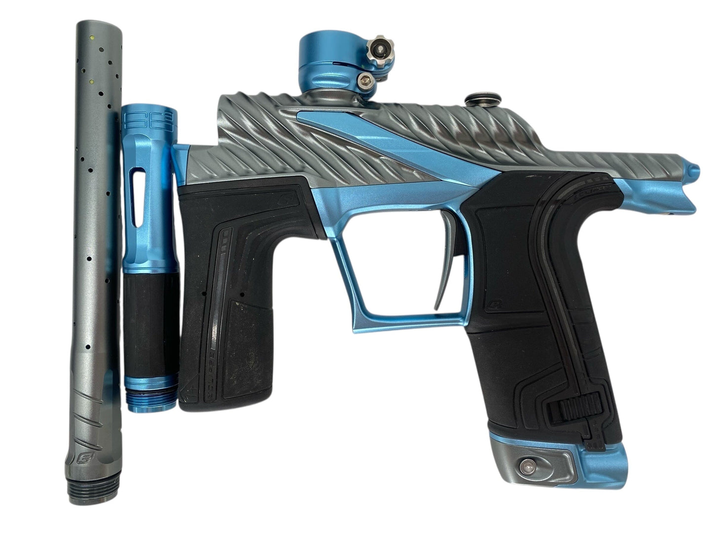 Used Planet Eclipse TWISTER Lv2 Paintball Gun Grey/Teal Paintball Gun from CPXBrosPaintball Buy/Sell/Trade Paintball Markers, New Paintball Guns, Paintball Hoppers, Paintball Masks, and Hormesis Headbands
