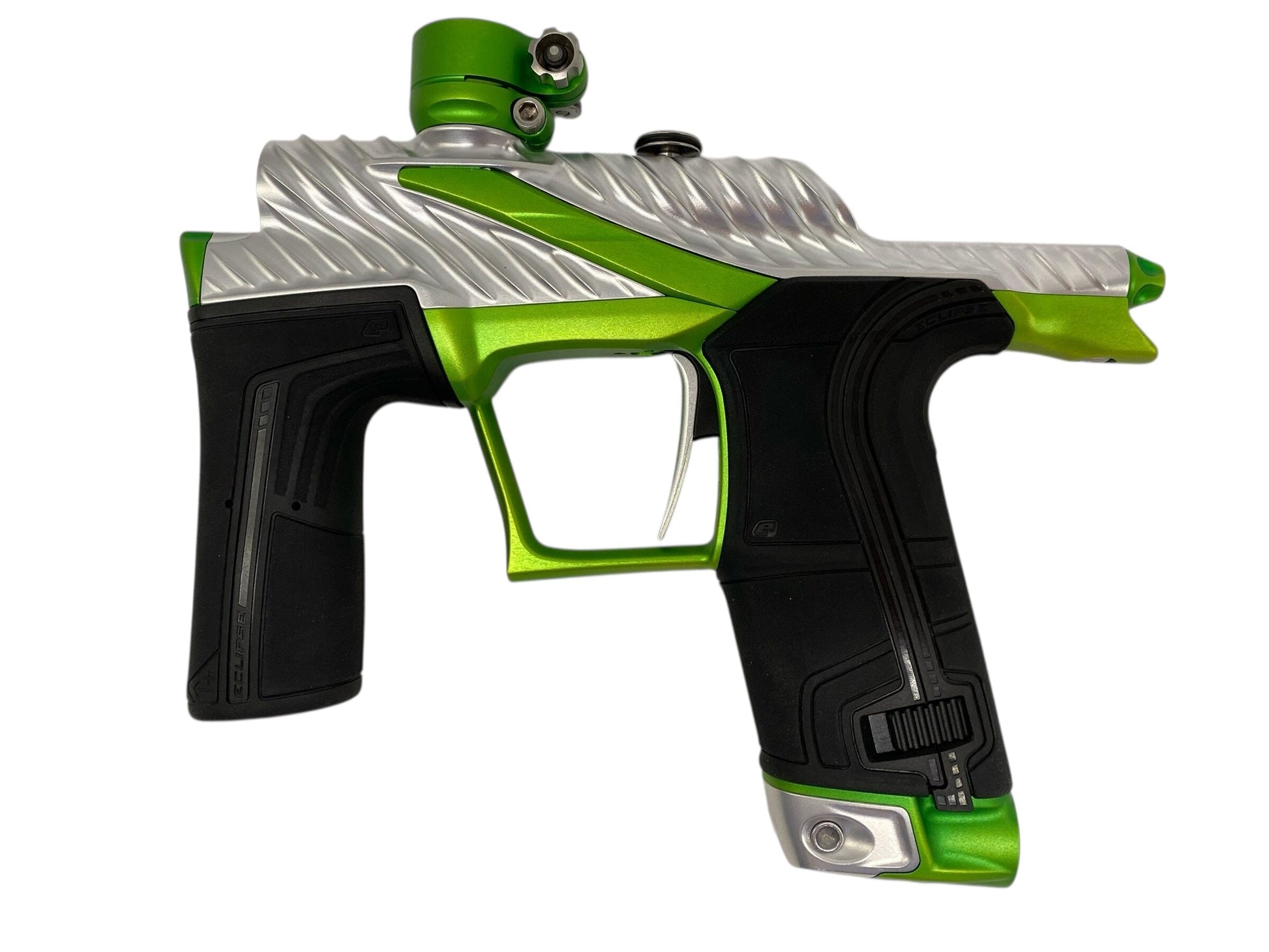 Used Planet Eclipse Twister Lv2 Paintball Gun Silver/Green Paintball Gun from CPXBrosPaintball Buy/Sell/Trade Paintball Markers, New Paintball Guns, Paintball Hoppers, Paintball Masks, and Hormesis Headbands