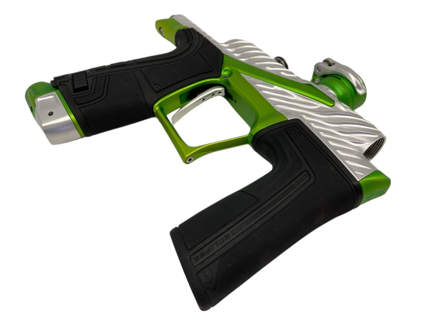 Used Planet Eclipse Twister Lv2 Paintball Gun Silver/Green Paintball Gun from CPXBrosPaintball Buy/Sell/Trade Paintball Markers, New Paintball Guns, Paintball Hoppers, Paintball Masks, and Hormesis Headbands