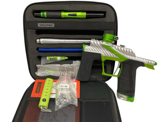 Used Planet Eclipse Twister Lv2 Paintball Gun Silver/Green Paintball Gun from CPXBrosPaintball Buy/Sell/Trade Paintball Markers, New Paintball Guns, Paintball Hoppers, Paintball Masks, and Hormesis Headbands