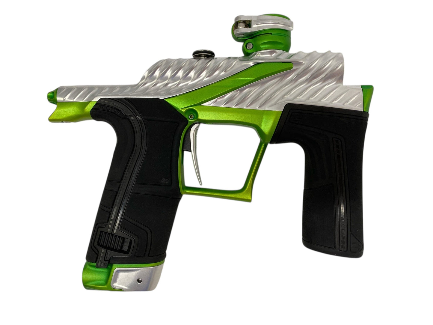 Used Planet Eclipse Twister Lv2 Paintball Gun Silver/Green Paintball Gun from CPXBrosPaintball Buy/Sell/Trade Paintball Markers, New Paintball Guns, Paintball Hoppers, Paintball Masks, and Hormesis Headbands