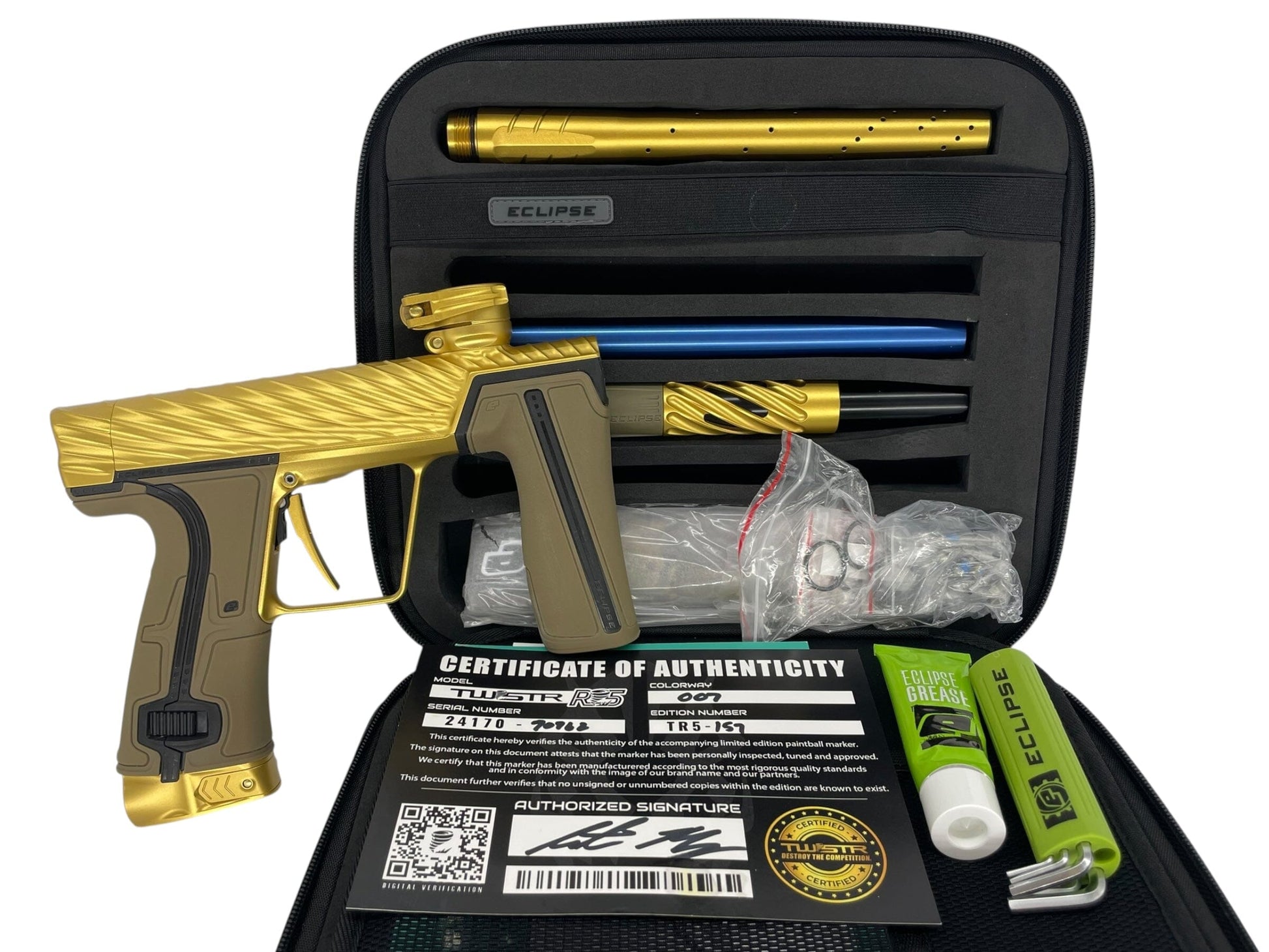 Used Planet Eclipse Twister R5 Paintball Gun Gold Paintball Gun from CPXBrosPaintball Buy/Sell/Trade Paintball Markers, New Paintball Guns, Paintball Hoppers, Paintball Masks, and Hormesis Headbands