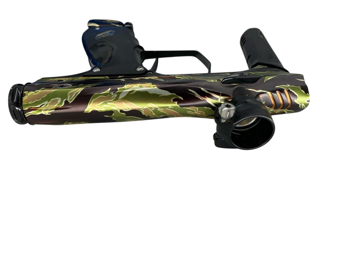 Used Sp Shocker Amp Paintball Gun Tiger Stipe Paintball Gun from CPXBrosPaintball Buy/Sell/Trade Paintball Markers, New Paintball Guns, Paintball Hoppers, Paintball Masks, and Hormesis Headbands
