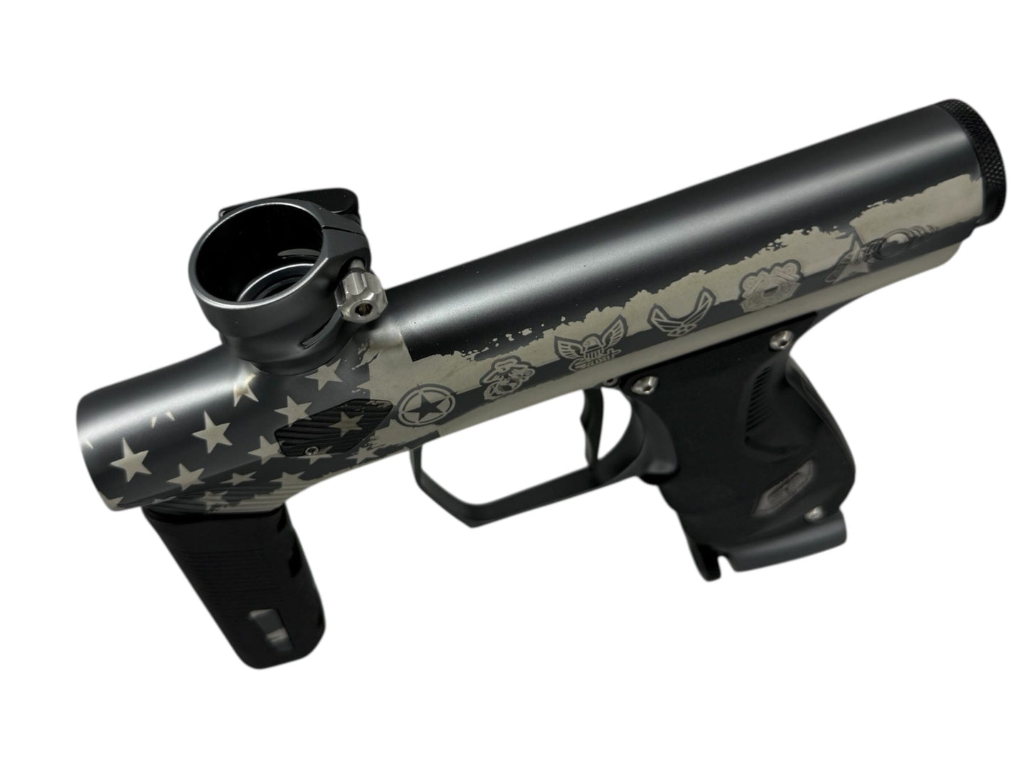 Used Sp Shocker Era Paintball Gun Veteren Militia Grey Paintball Gun from CPXBrosPaintball Buy/Sell/Trade Paintball Markers, New Paintball Guns, Paintball Hoppers, Paintball Masks, and Hormesis Headbands
