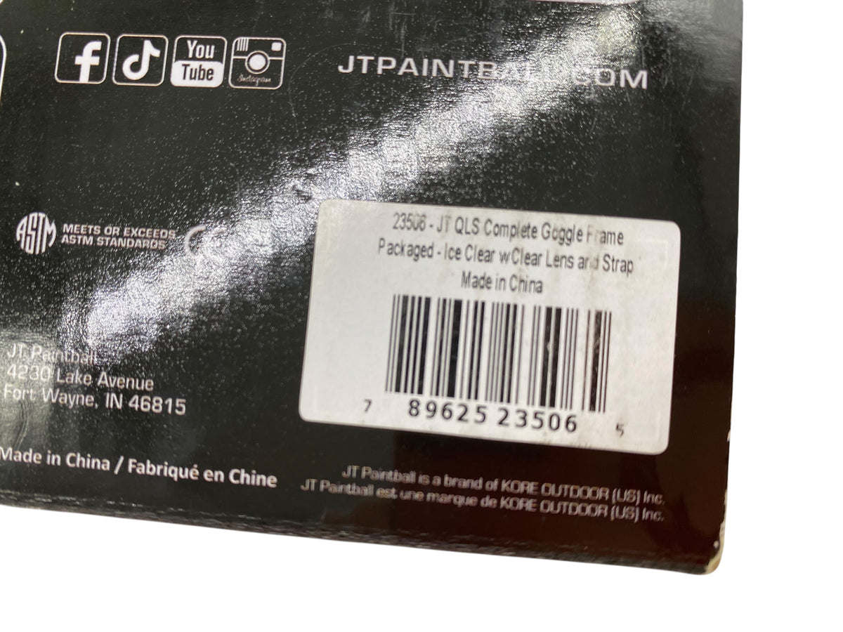 NEW JT ProFlex QLS Goggle Frame w/ Lens & Strap - Ice Clear