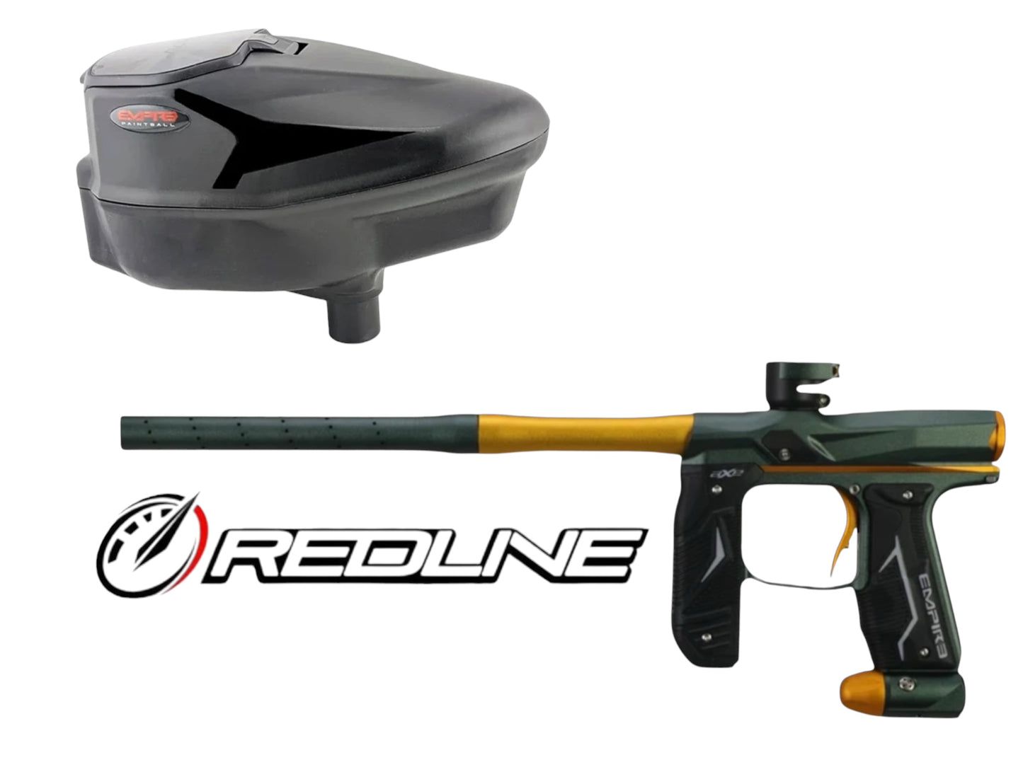 NEW Empire Axe 2.0 Paintball Gun with Redline OLED & Halo Pro Combo Pine Green/Honey Gold