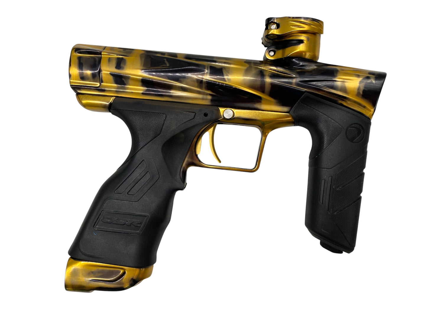 Dye Dark Edition DSR Black/Gold Acid Was + Matching Mech Frame Paintball Gun