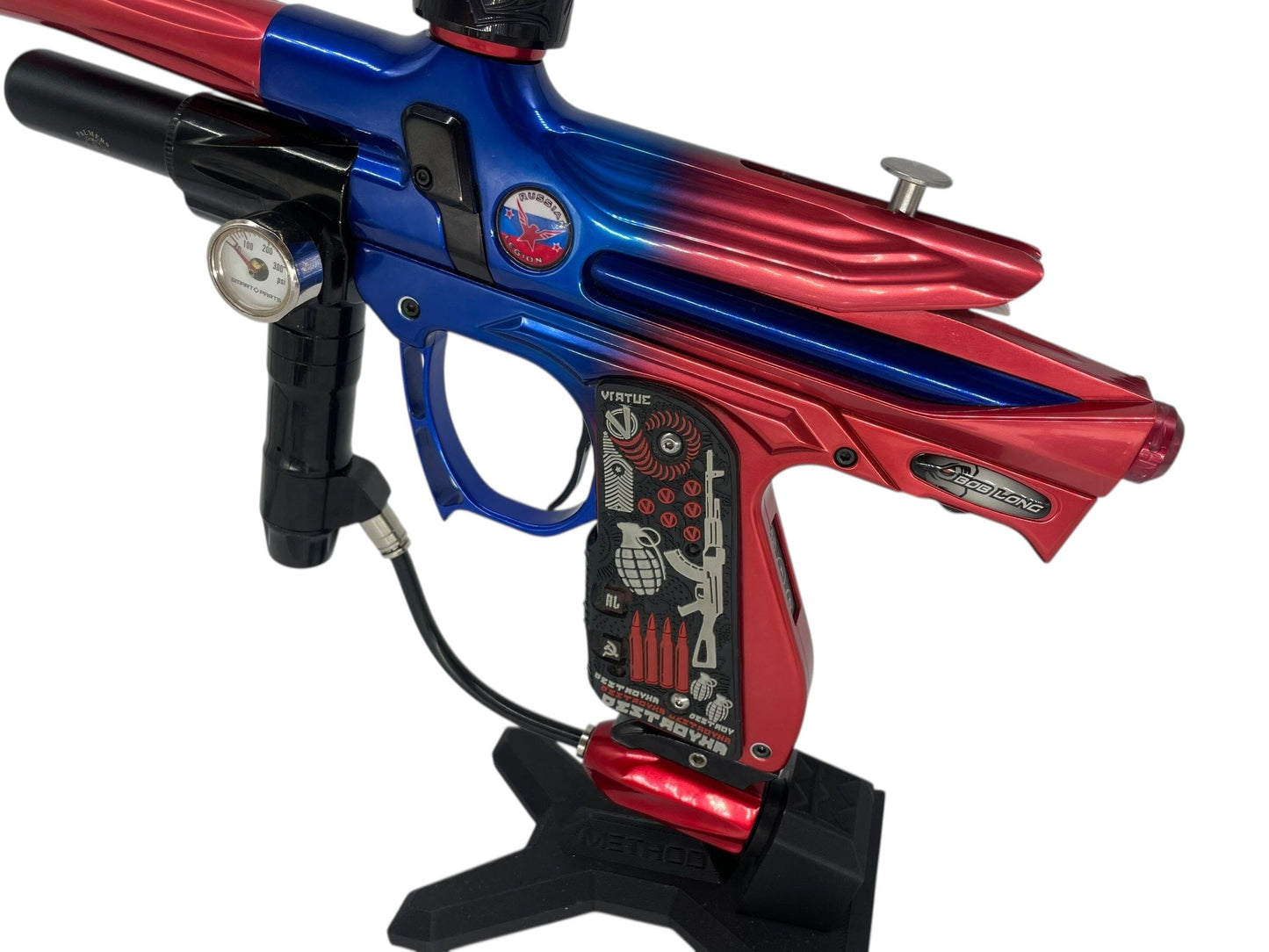 Used 2005 Bob Long Russian Legion Intimidator Paintball Gun Blue/Red Fade Paintball Gun from CPXBrosPaintball Buy/Sell/Trade Paintball Markers, New Paintball Guns, Paintball Hoppers, Paintball Masks, and Hormesis Headbands