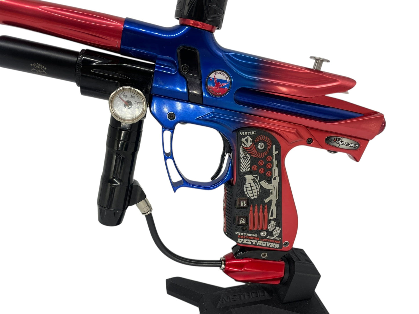 Used 2005 Bob Long Russian Legion Intimidator Paintball Gun Blue/Red Fade Paintball Gun from CPXBrosPaintball Buy/Sell/Trade Paintball Markers, New Paintball Guns, Paintball Hoppers, Paintball Masks, and Hormesis Headbands