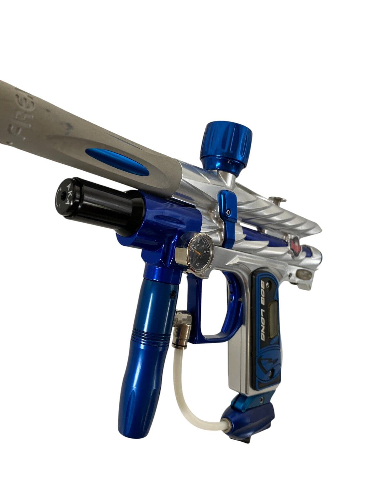 Used 2k5 Bob Long Intimidator Ripper 2 silver blue Paintball Gun Paintball Gun from CPXBrosPaintball Buy/Sell/Trade Paintball Markers, New Paintball Guns, Paintball Hoppers, Paintball Masks, and Hormesis Headbands