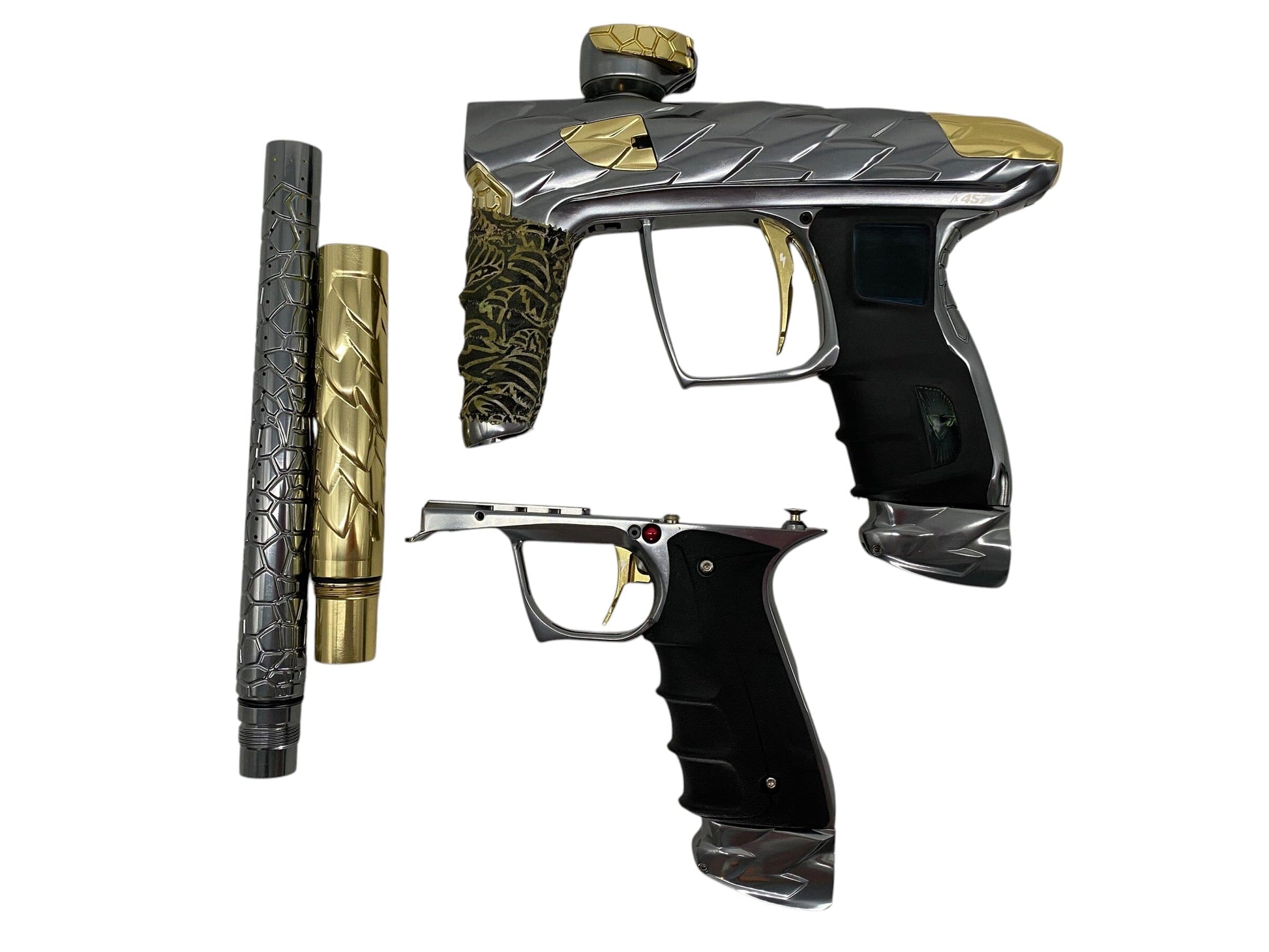 Used Adrenaline DLX Luxe Idol Pewter/Gold Paintball Gun Paintball Gun from CPXBrosPaintball Buy/Sell/Trade Paintball Markers, New Paintball Guns, Paintball Hoppers, Paintball Masks, and Hormesis Headbands