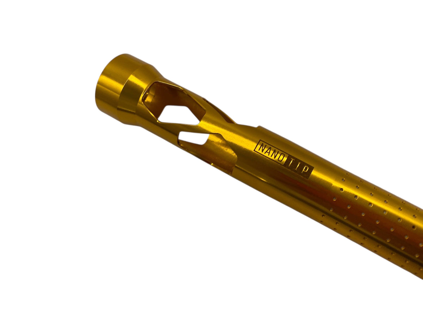 Used Carbon CRBN Nano Barrel Tip For Crbn Back - Gold Paintball Gun from CPXBrosPaintball Buy/Sell/Trade Paintball Markers, New Paintball Guns, Paintball Hoppers, Paintball Masks, and Hormesis Headbands