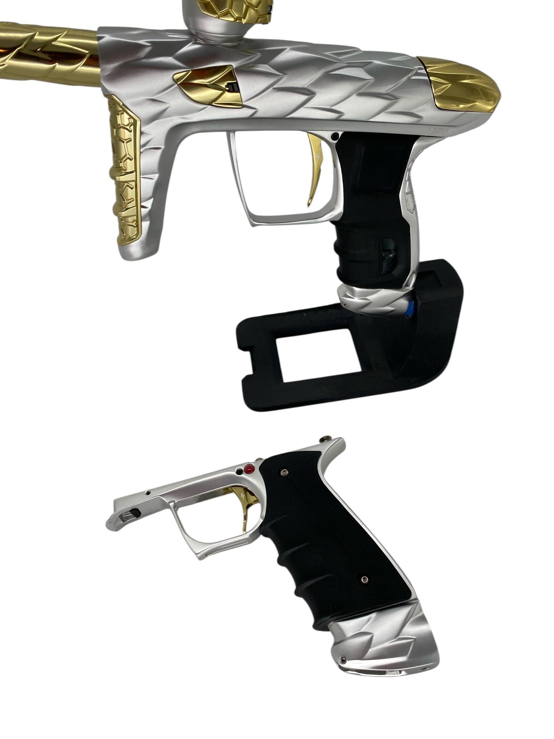 Used Dlx Adrenaline Luxe Idol Paintball Gun Silver/Gold With Mech Paintball Gun from CPXBrosPaintball Buy/Sell/Trade Paintball Markers, New Paintball Guns, Paintball Hoppers, Paintball Masks, and Hormesis Headbands