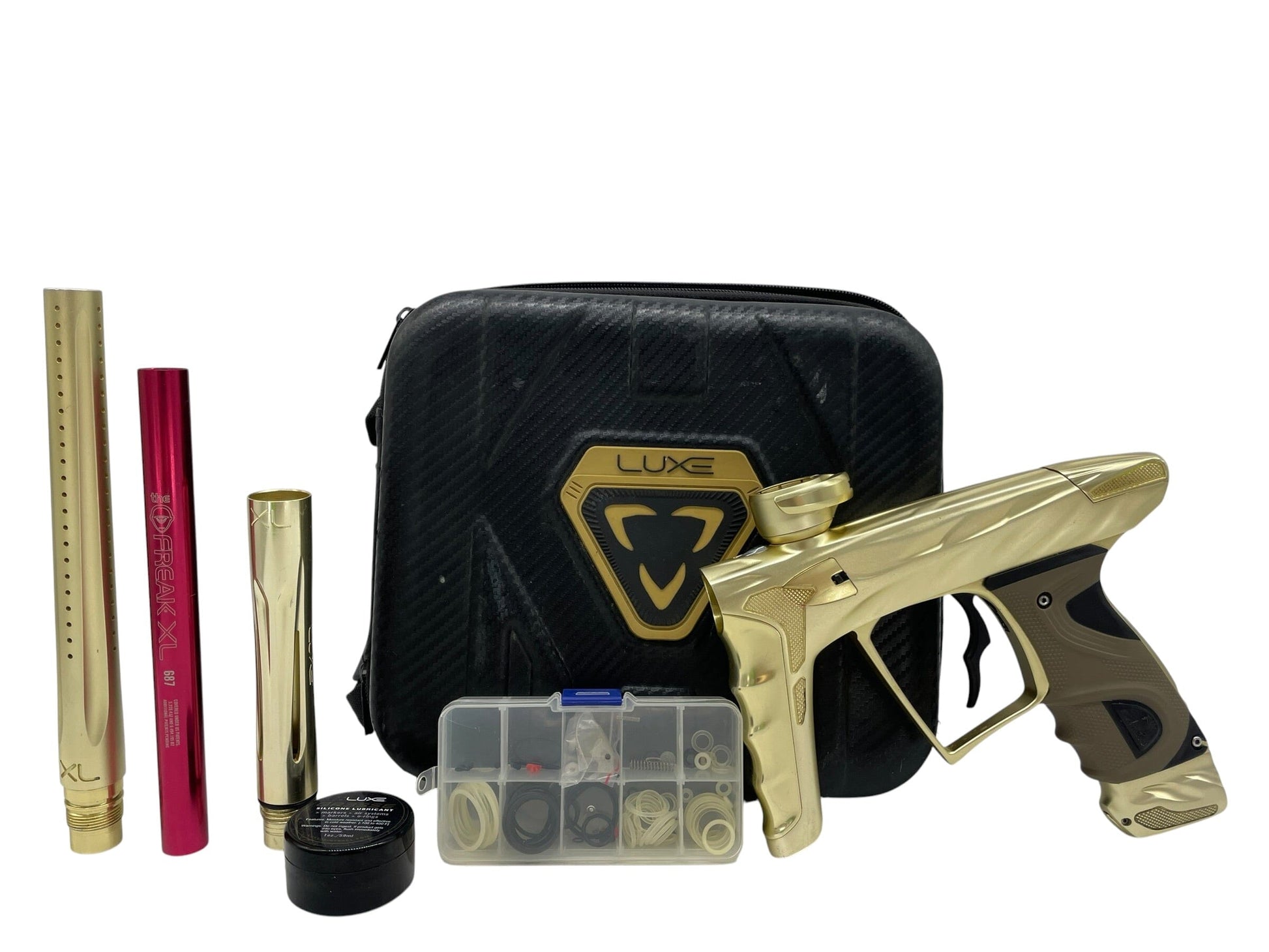 Used DLX HK ARMY LUXE X A51 Gold/Gold Paintball Gun Paintball Gun from CPXBrosPaintball Buy/Sell/Trade Paintball Markers, New Paintball Guns, Paintball Hoppers, Paintball Masks, and Hormesis Headbands