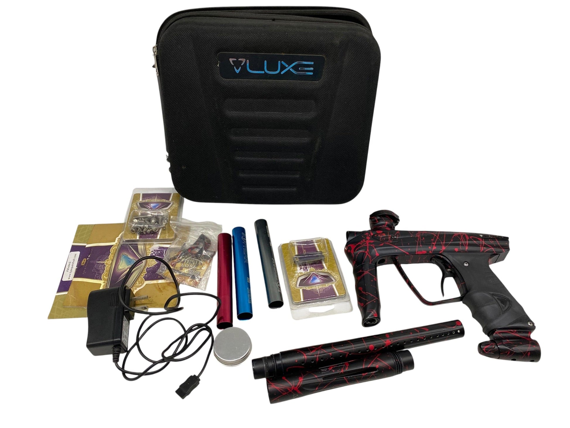 Used DLX LUXE 2.0 OLED Red Splash Paintball Gun Paintball Gun from CPXBrosPaintball Buy/Sell/Trade Paintball Markers, New Paintball Guns, Paintball Hoppers, Paintball Masks, and Hormesis Headbands