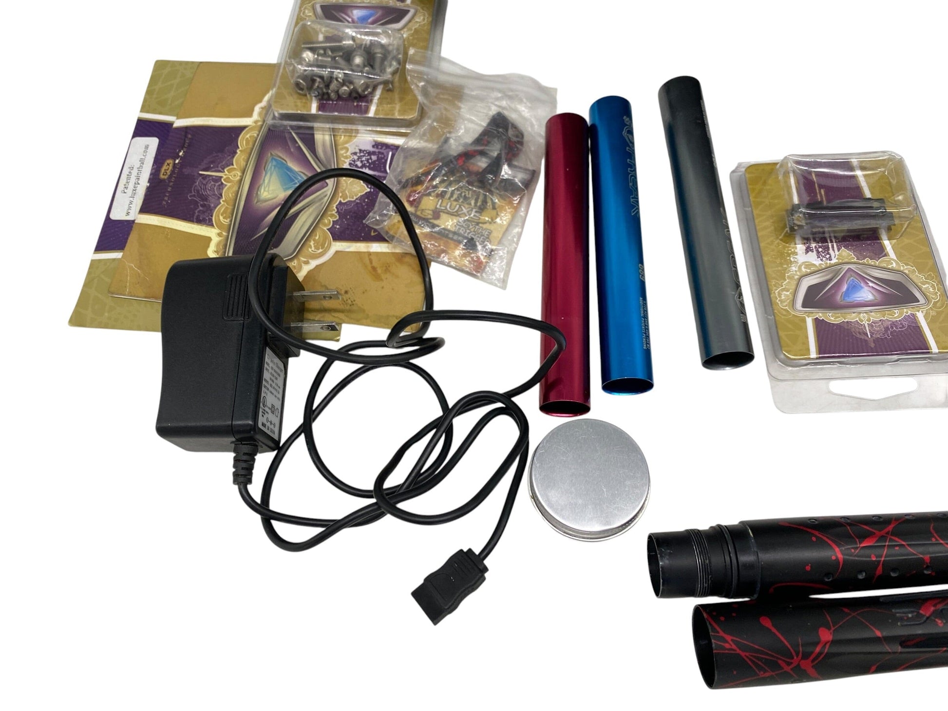 Used DLX LUXE 2.0 OLED Red Splash Paintball Gun Paintball Gun from CPXBrosPaintball Buy/Sell/Trade Paintball Markers, New Paintball Guns, Paintball Hoppers, Paintball Masks, and Hormesis Headbands