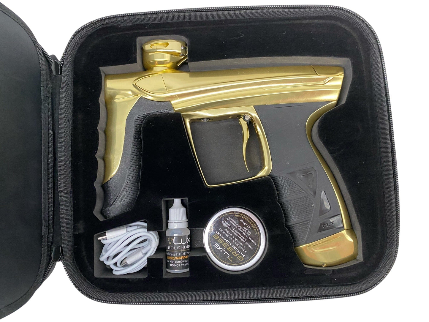 Used DLX Luxe Aire Gloss Gold Paintball Gun Paintball Gun from CPXBrosPaintball Buy/Sell/Trade Paintball Markers, New Paintball Guns, Paintball Hoppers, Paintball Masks, and Hormesis Headbands