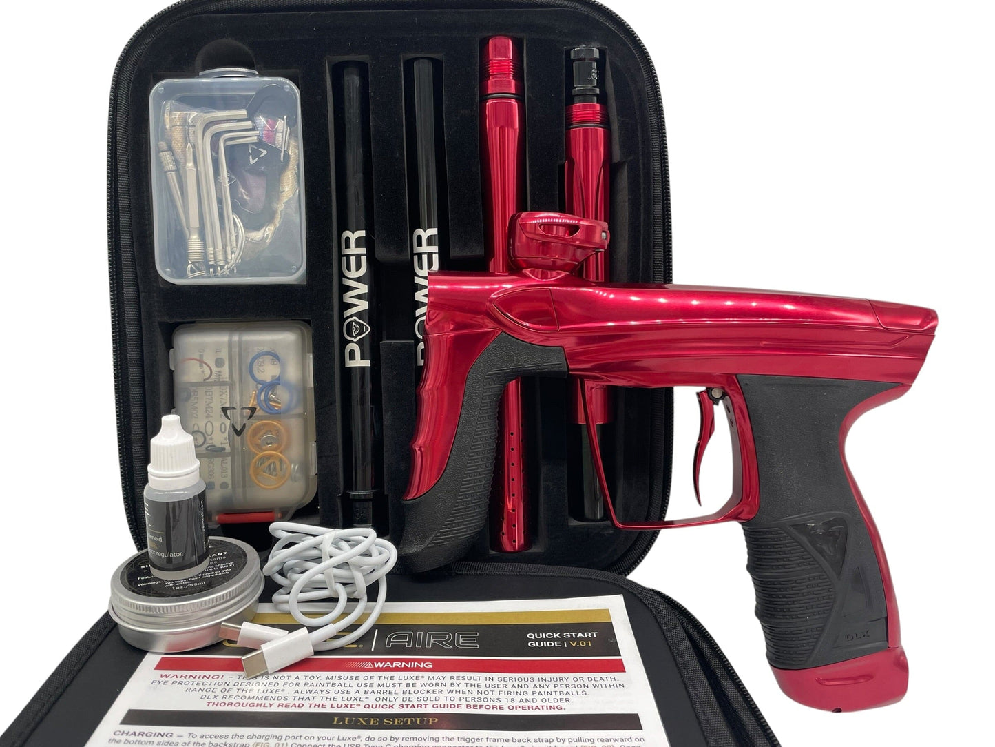 Used DLX Luxe Aire Gloss Red Paintball Gun Paintball Gun from CPXBrosPaintball Buy/Sell/Trade Paintball Markers, New Paintball Guns, Paintball Hoppers, Paintball Masks, and Hormesis Headbands