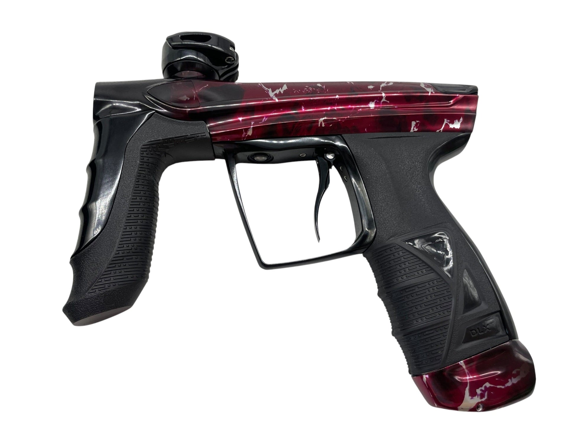 Used DLX Luxe Aire Red Crackle Paintball Gun Paintball Gun from CPXBrosPaintball Buy/Sell/Trade Paintball Markers, New Paintball Guns, Paintball Hoppers, Paintball Masks, and Hormesis Headbands