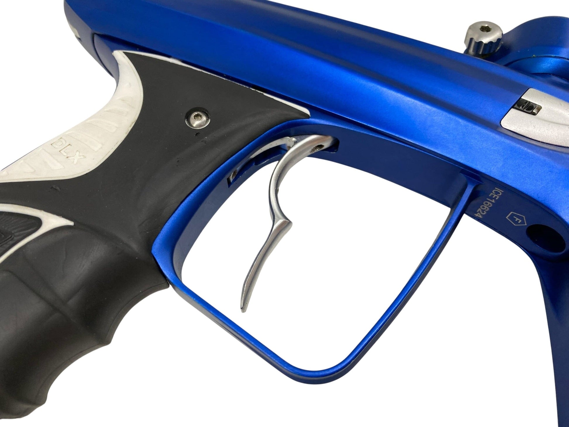 Used DLX Luxe ICE Blue/Silver Paintball Gun Paintball Gun from CPXBrosPaintball Buy/Sell/Trade Paintball Markers, New Paintball Guns, Paintball Hoppers, Paintball Masks, and Hormesis Headbands