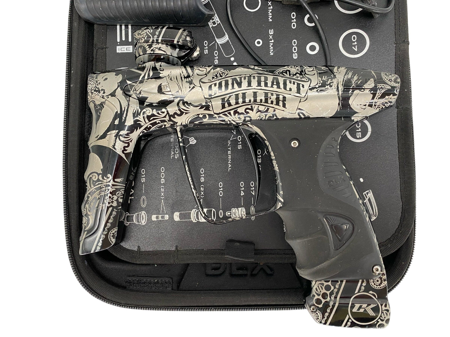 Used Dlx Luxe Ice Contract Killer Paintball Gun Paintball Gun from CPXBrosPaintball Buy/Sell/Trade Paintball Markers, New Paintball Guns, Paintball Hoppers, Paintball Masks, and Hormesis Headbands