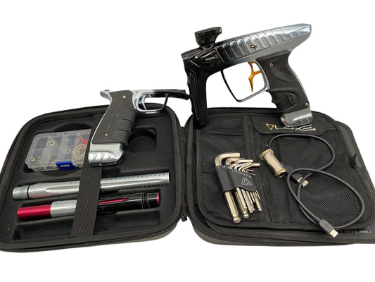 Used Dlx Luxe Project Tm40 Paintball Gun with Mech Frame Black/Silver Fade With F16 Bolt Paintball Gun from CPXBrosPaintball Buy/Sell/Trade Paintball Markers, New Paintball Guns, Paintball Hoppers, Paintball Masks, and Hormesis Headbands