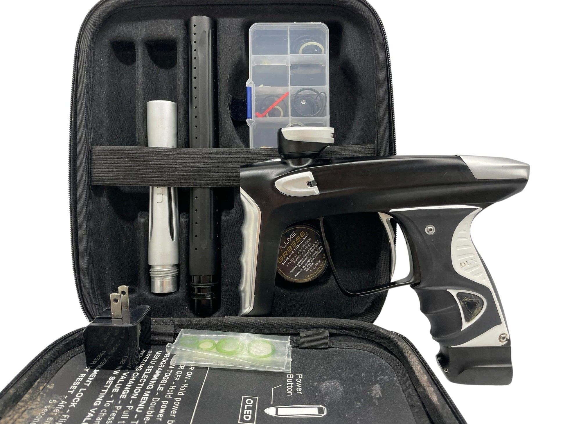 Used DLX Luxe TM40 Black/Silver Paintball Gun W/ ADRENALINE BERNOULLI BOLT Paintball Gun from CPXBrosPaintball Buy/Sell/Trade Paintball Markers, New Paintball Guns, Paintball Hoppers, Paintball Masks, and Hormesis Headbands