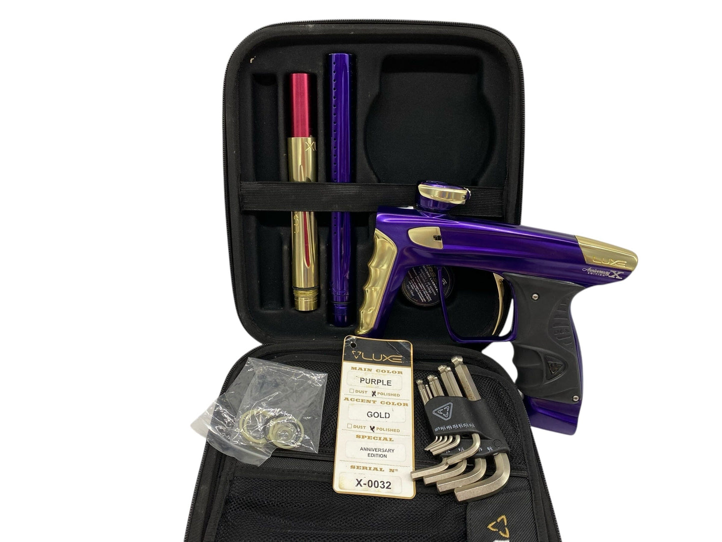 Used Dlx Luxe X Paintball Gun 10 Year Anniversary Edition Purple/Gold Paintball Gun from CPXBrosPaintball Buy/Sell/Trade Paintball Markers, New Paintball Guns, Paintball Hoppers, Paintball Masks, and Hormesis Headbands