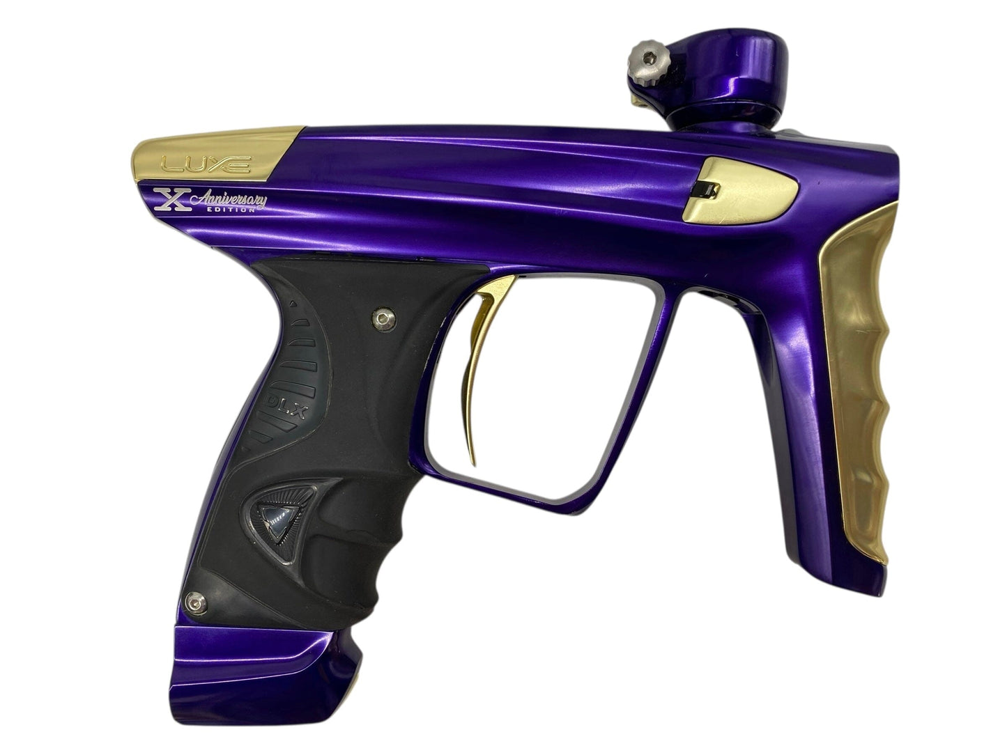 Used Dlx Luxe X Paintball Gun 10 Year Anniversary Edition Purple/Gold Paintball Gun from CPXBrosPaintball Buy/Sell/Trade Paintball Markers, New Paintball Guns, Paintball Hoppers, Paintball Masks, and Hormesis Headbands