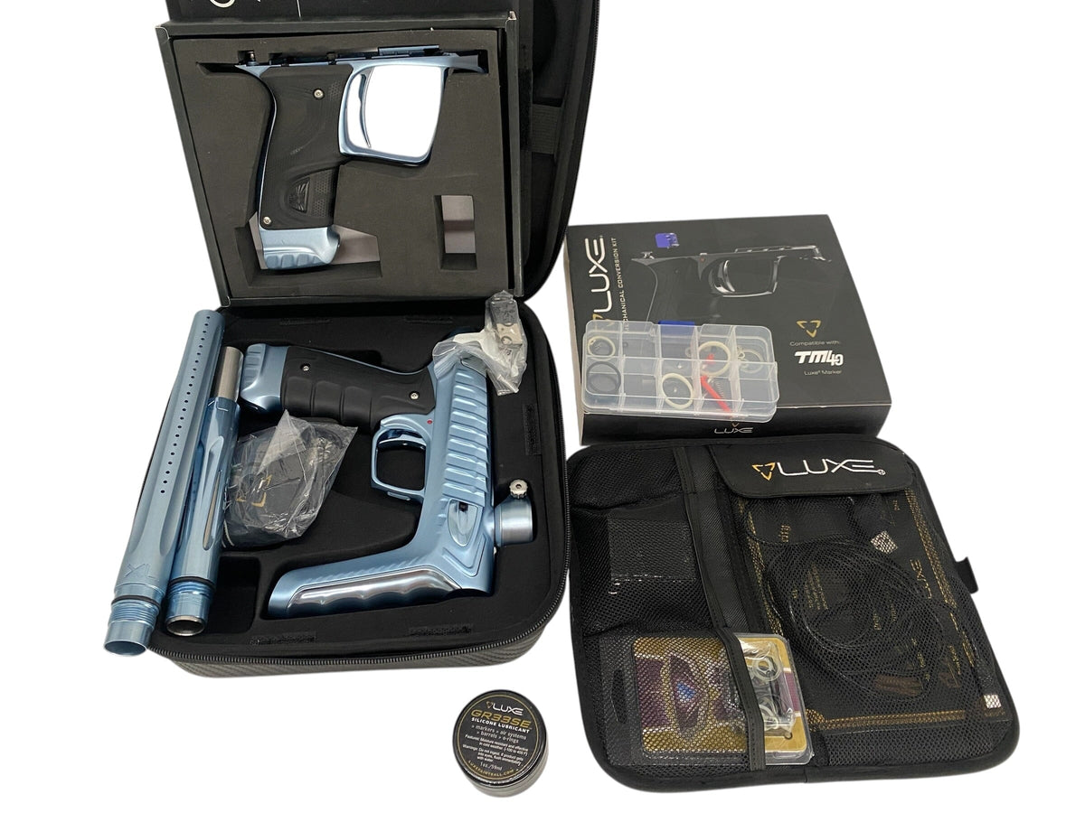 Used Dlx Project Tm40 Paintball Gun with Mech Baby Blue Paintball Gun from CPXBrosPaintball Buy/Sell/Trade Paintball Markers, New Paintball Guns, Paintball Hoppers, Paintball Masks, and Hormesis Headbands