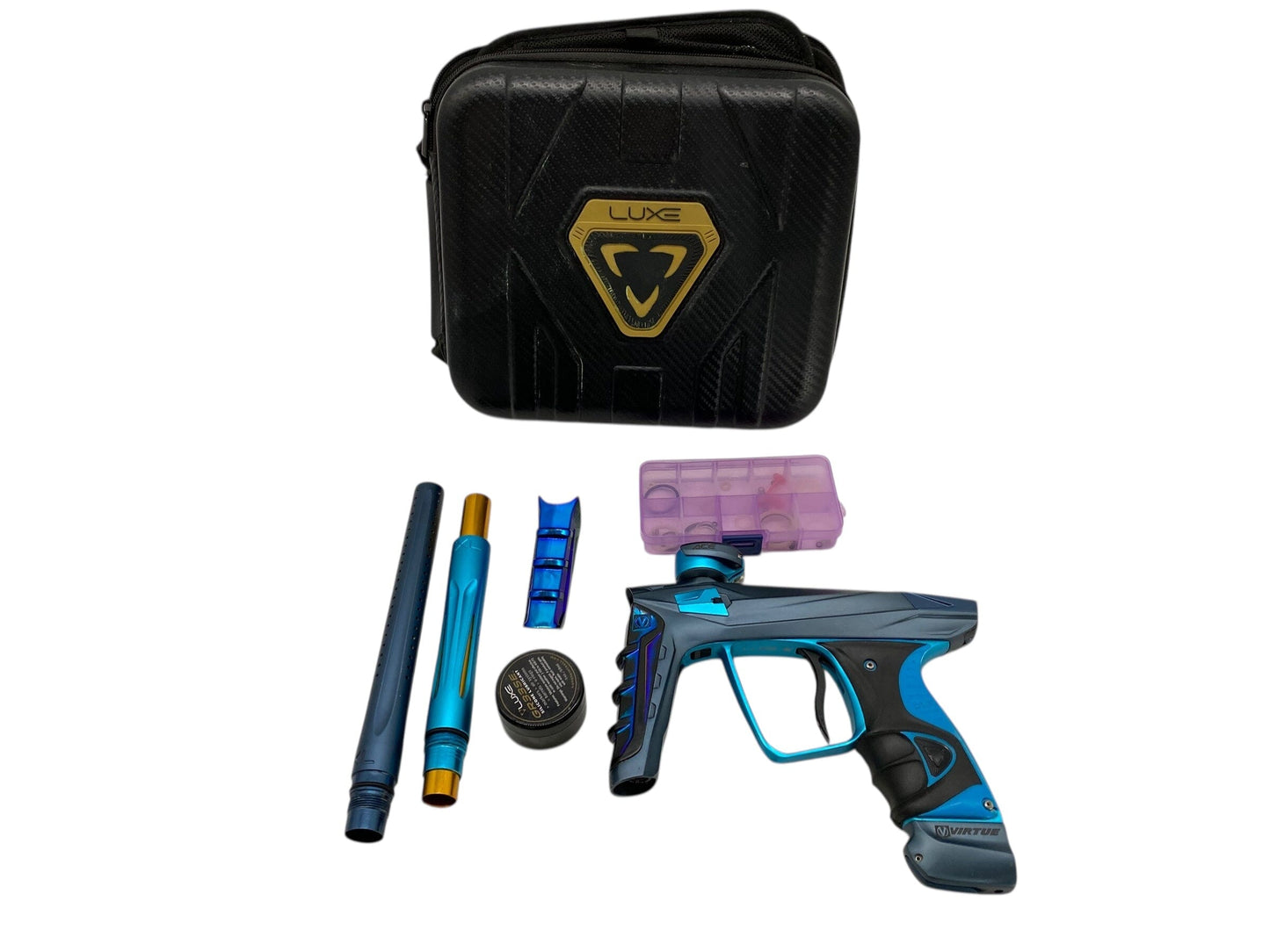 Used DLX Virtue Luxe Ace Paintball Gun Blue Paintball Gun from CPXBrosPaintball Buy/Sell/Trade Paintball Markers, New Paintball Guns, Paintball Hoppers, Paintball Masks, and Hormesis Headbands