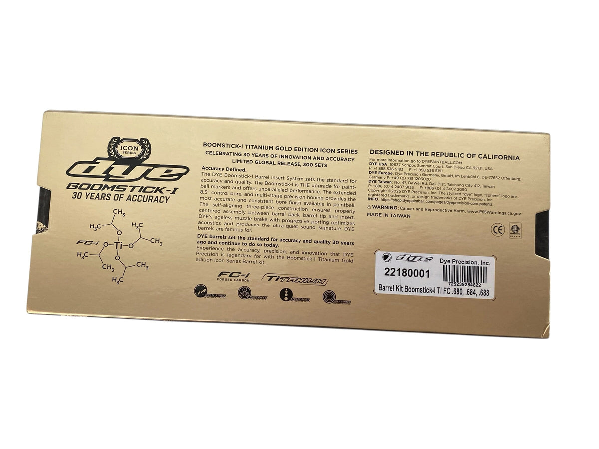 Used Dye BOOMSTICK-I TITANIUM GOLD EDITION ICON SERIES- LIMITED GLOBAL RELEASE, 300 SETS Paintball Gun from CPXBrosPaintball Buy/Sell/Trade Paintball Markers, New Paintball Guns, Paintball Hoppers, Paintball Masks, and Hormesis Headbands