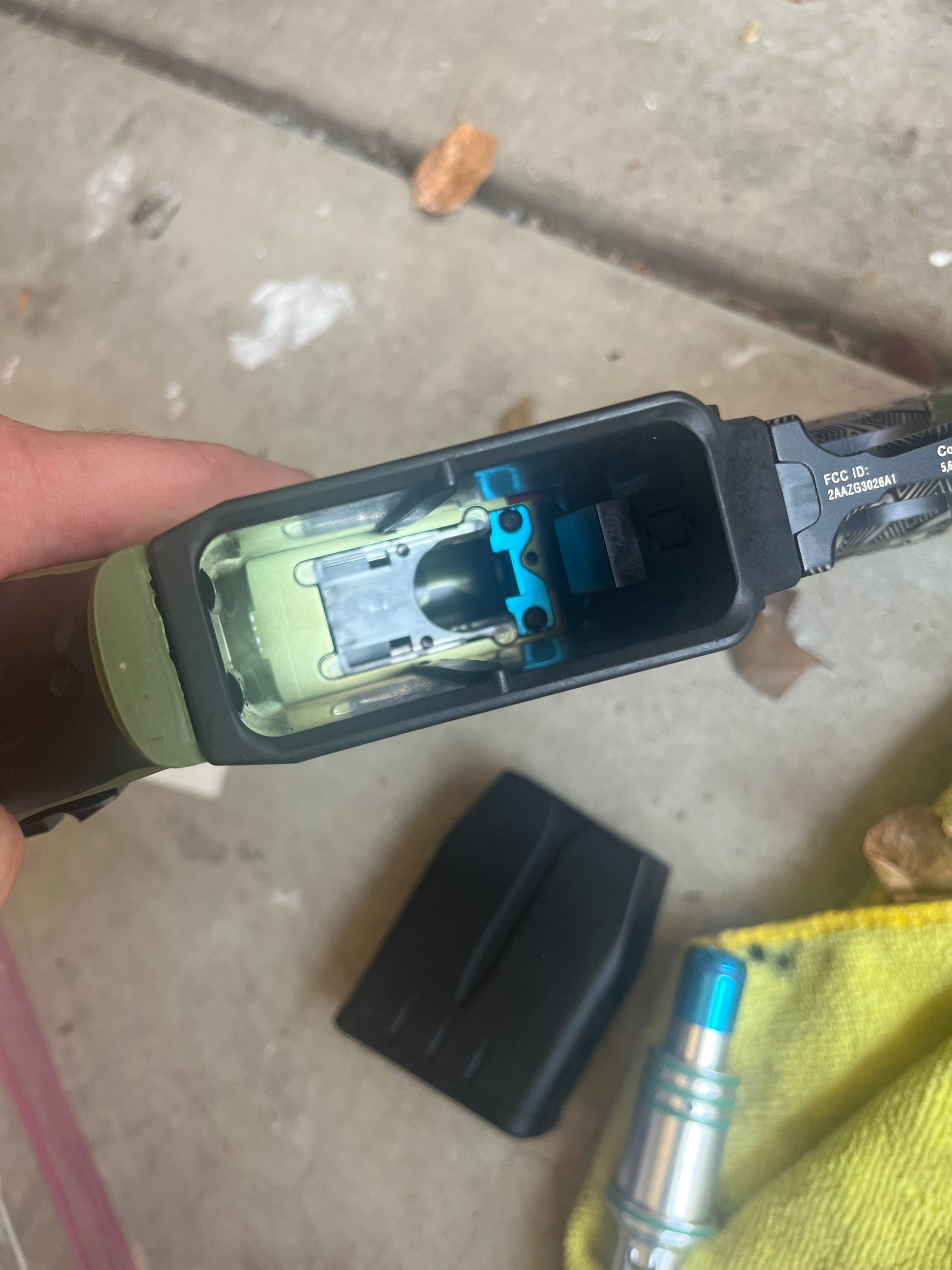 Used Dye DAM Olive/Black Paintball Gun First Strike Paintball Gun from CPXBrosPaintball Buy/Sell/Trade Paintball Markers, New Paintball Guns, Paintball Hoppers, Paintball Masks, and Hormesis Headbands