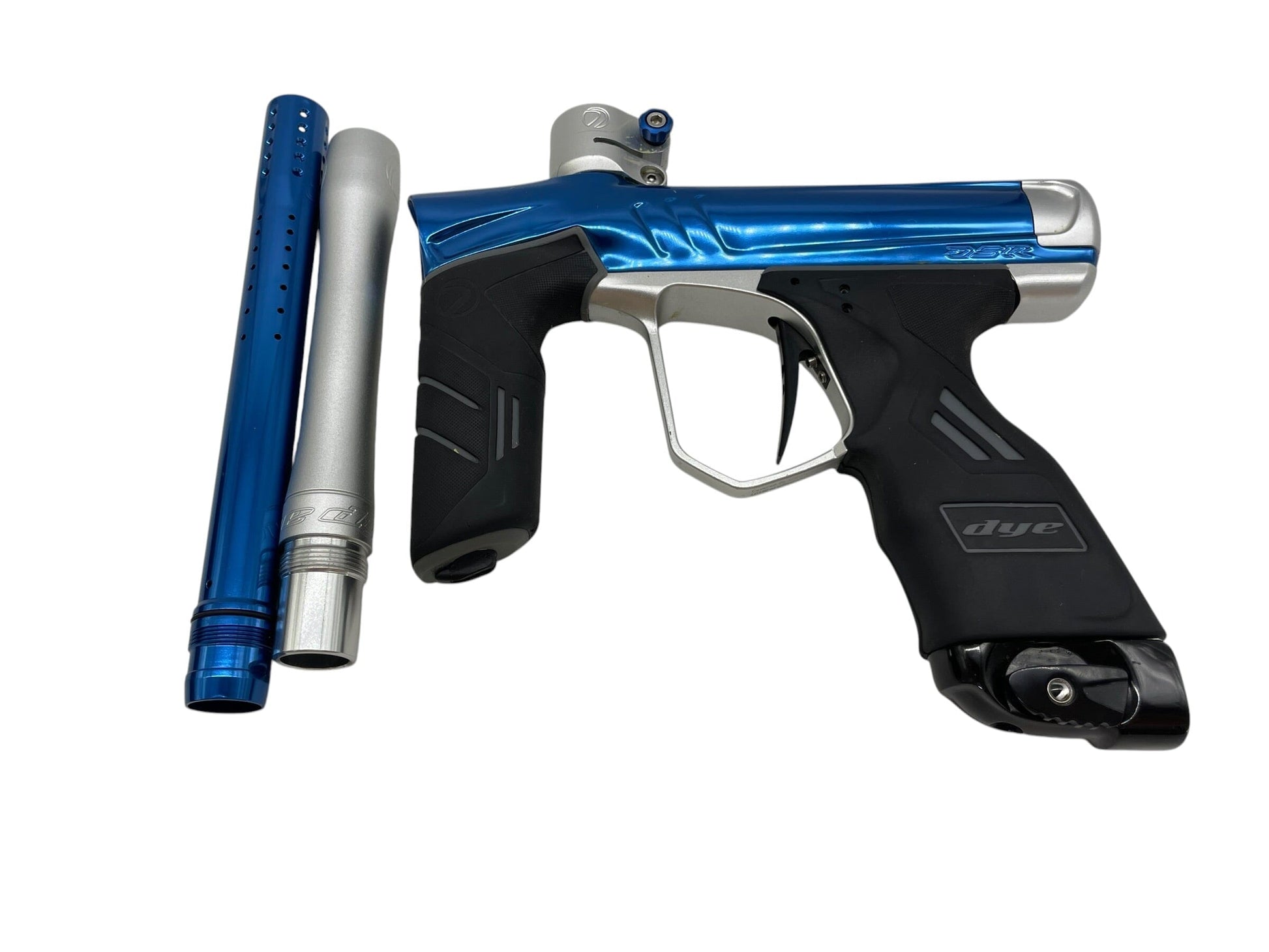 Used Dye Dsr+ Blue/Silver Paintball Gun W/ IM PRO KIT Paintball Gun from CPXBrosPaintball Buy/Sell/Trade Paintball Markers, New Paintball Guns, Paintball Hoppers, Paintball Masks, and Hormesis Headbands