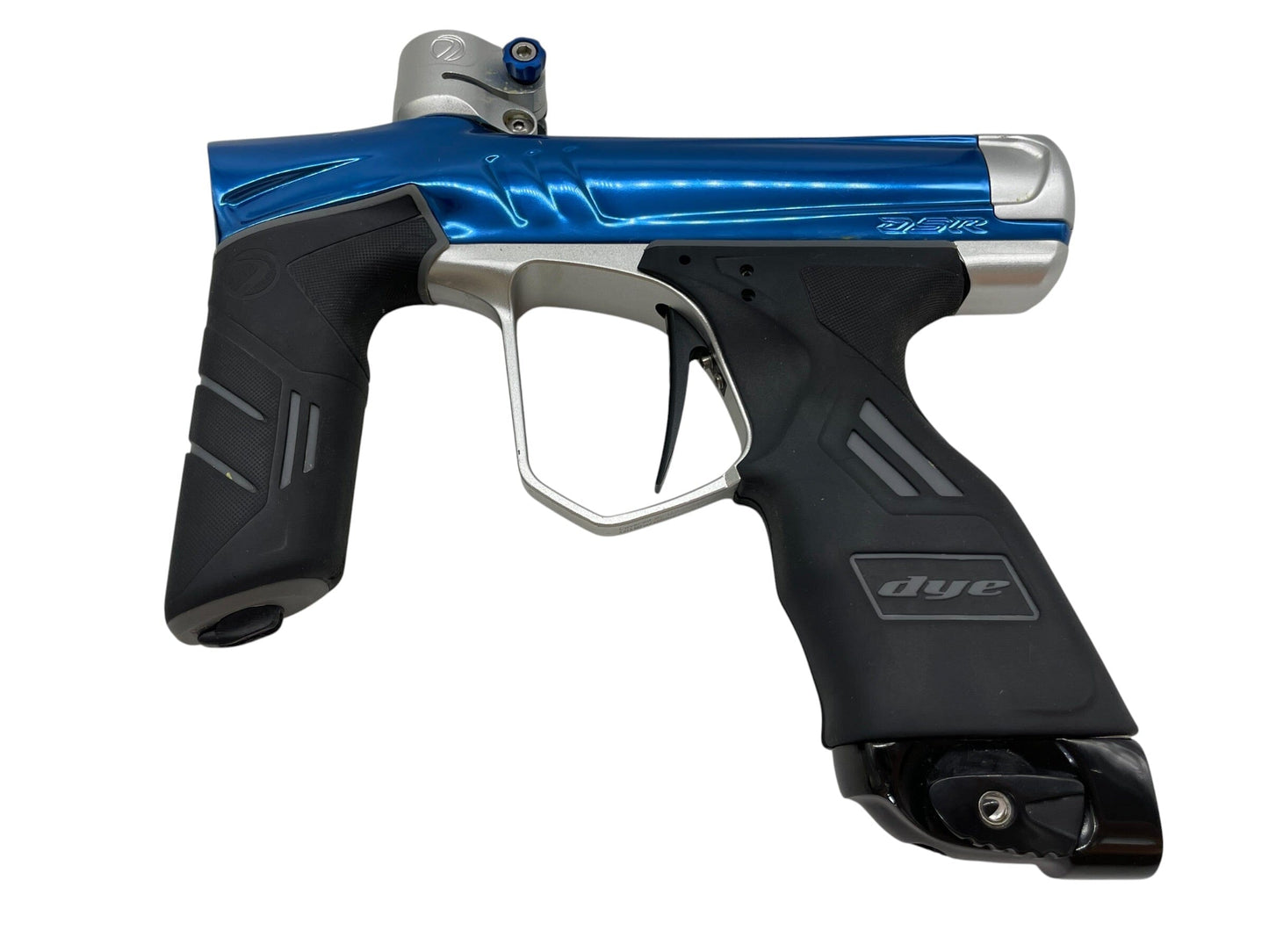 Used Dye Dsr+ Blue/Silver Paintball Gun W/ IM PRO KIT Paintball Gun from CPXBrosPaintball Buy/Sell/Trade Paintball Markers, New Paintball Guns, Paintball Hoppers, Paintball Masks, and Hormesis Headbands