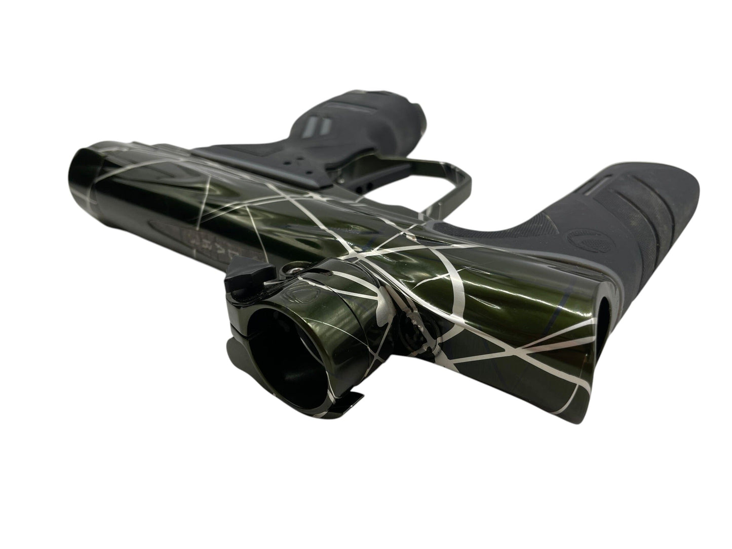 Used Dye Dsr DARK Pewter V1 Green/Clear Splash W/ Matching Mech Frame Paintball Gun from CPXBrosPaintball Buy/Sell/Trade Paintball Markers, New Paintball Guns, Paintball Hoppers, Paintball Masks, and Hormesis Headbands