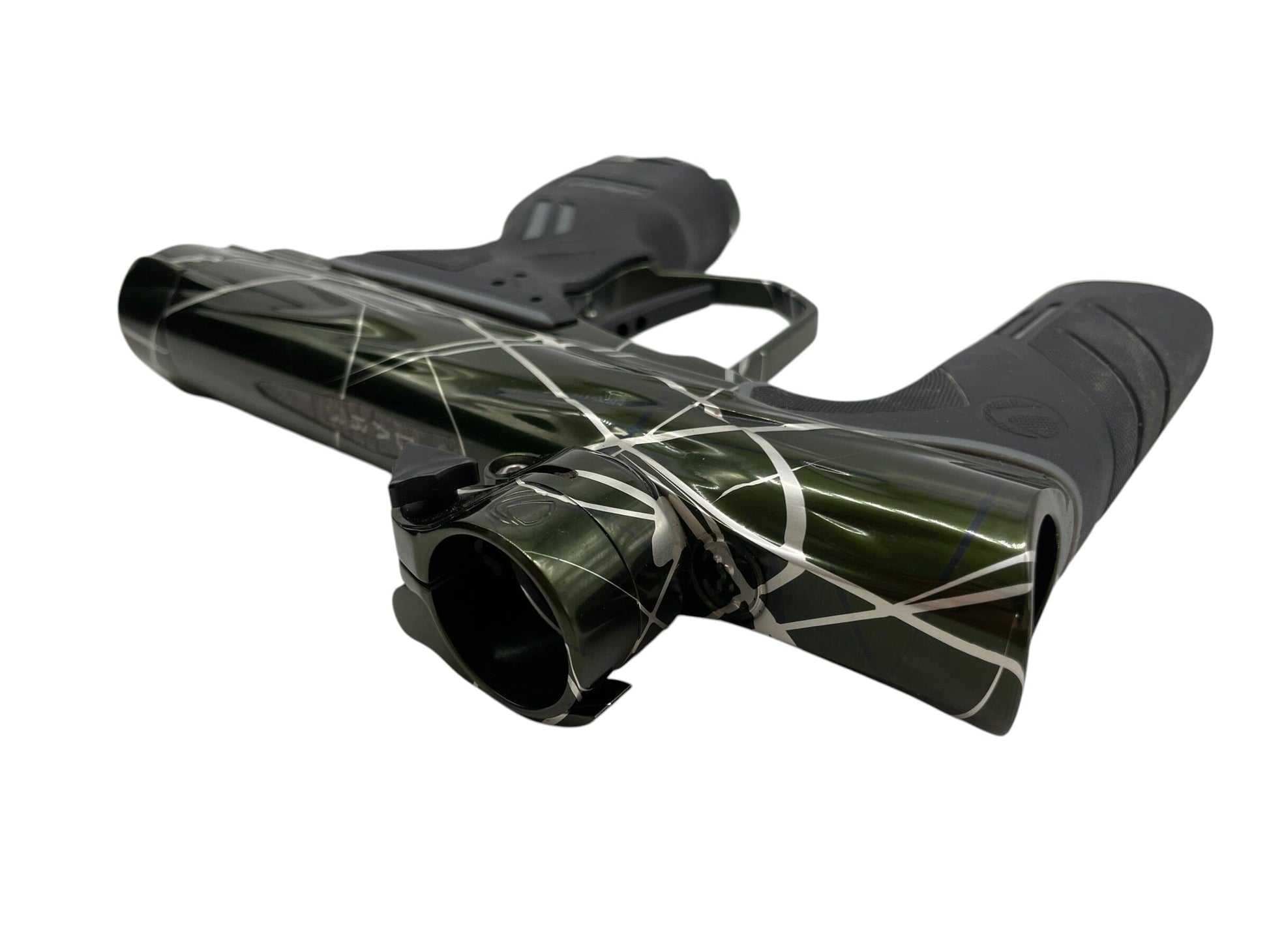 Used Dye Dsr DARK Pewter V1 Green/Clear Splash W/ Matching Mech Frame Paintball Gun from CPXBrosPaintball Buy/Sell/Trade Paintball Markers, New Paintball Guns, Paintball Hoppers, Paintball Masks, and Hormesis Headbands