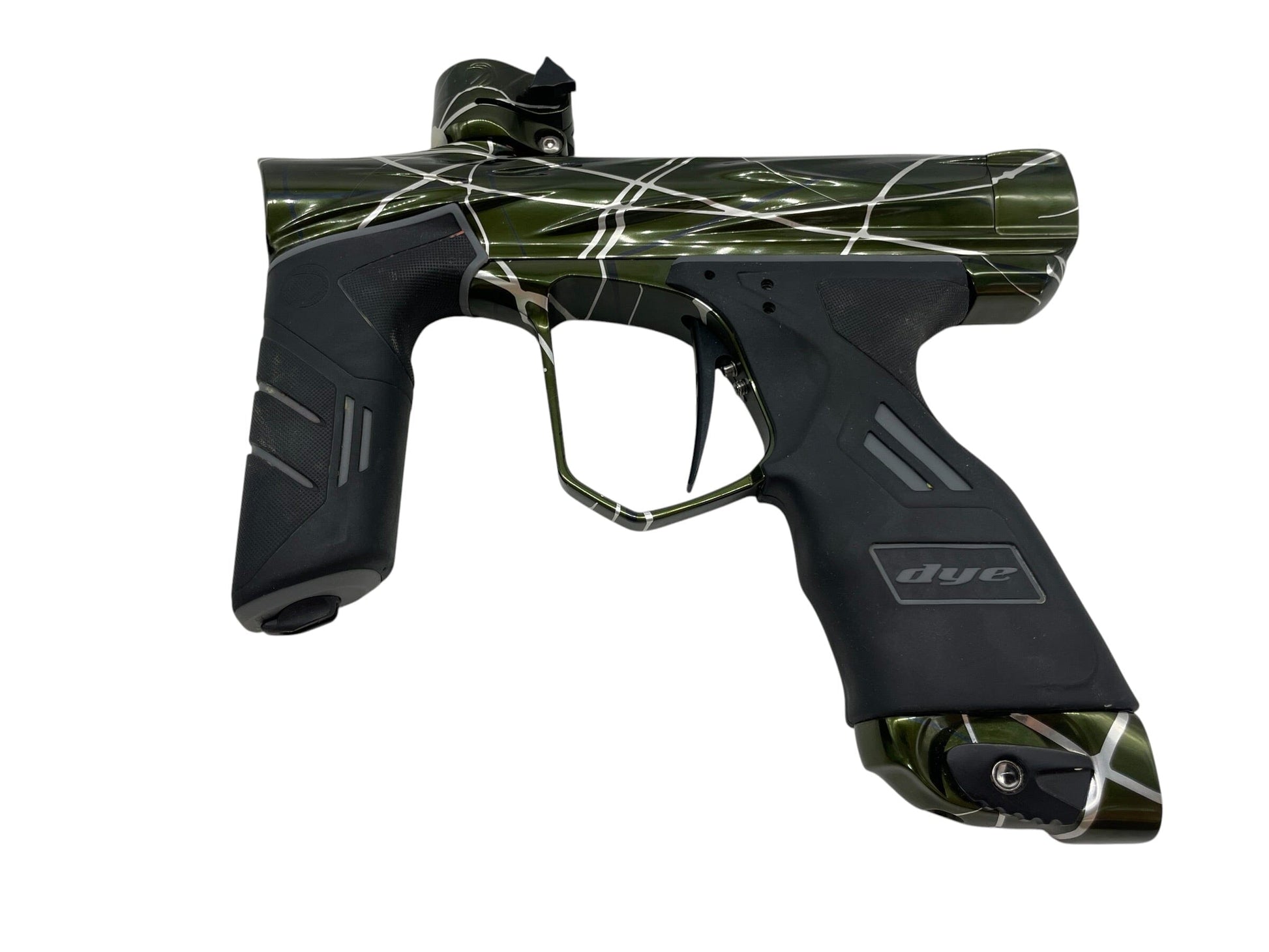 Used Dye Dsr DARK Pewter V1 Green/Clear Splash W/ Matching Mech Frame Paintball Gun from CPXBrosPaintball Buy/Sell/Trade Paintball Markers, New Paintball Guns, Paintball Hoppers, Paintball Masks, and Hormesis Headbands