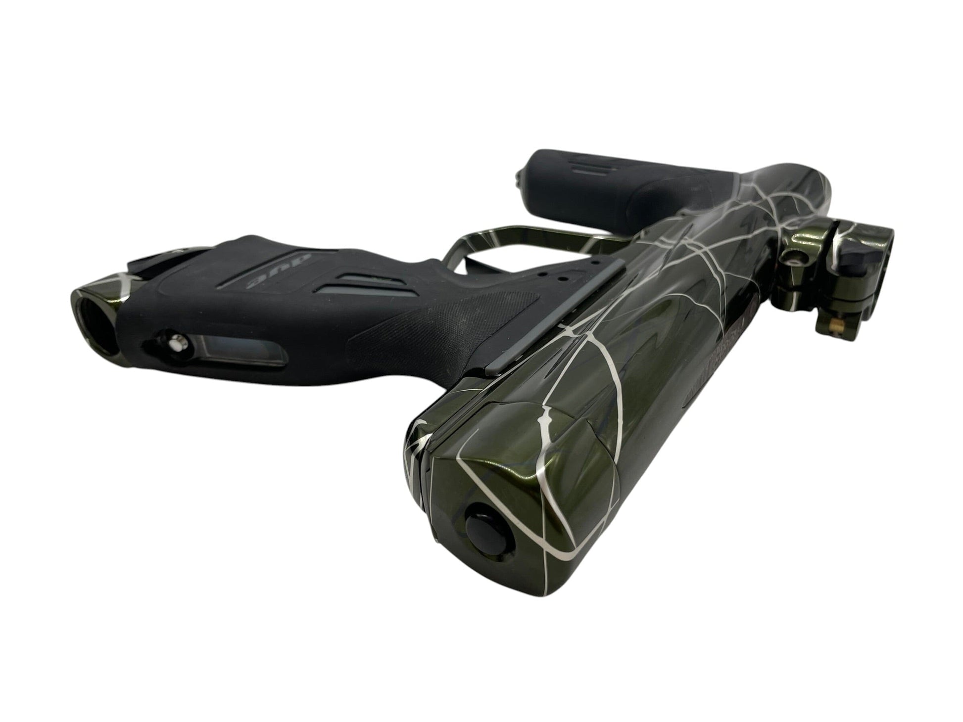 Used Dye Dsr DARK Pewter V1 Green/Clear Splash W/ Matching Mech Frame Paintball Gun from CPXBrosPaintball Buy/Sell/Trade Paintball Markers, New Paintball Guns, Paintball Hoppers, Paintball Masks, and Hormesis Headbands