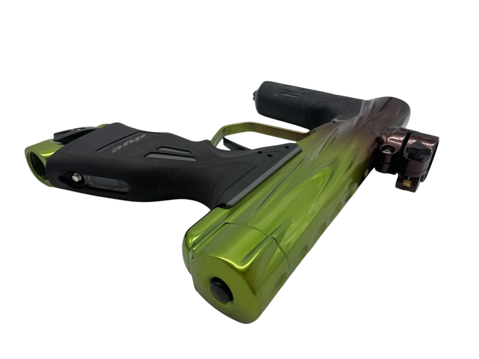 Used Dye Dsr DARK V2 Gloss Green to Brown Fade Paintball Gun Paintball Gun from CPXBrosPaintball Buy/Sell/Trade Paintball Markers, New Paintball Guns, Paintball Hoppers, Paintball Masks, and Hormesis Headbands