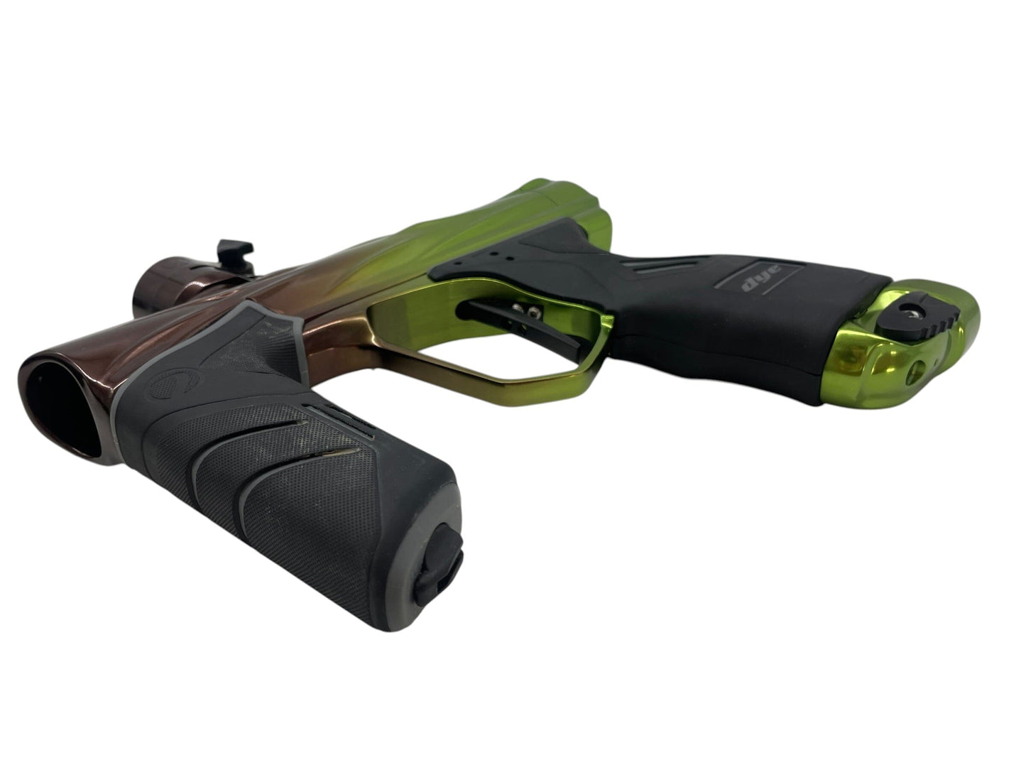 Used Dye Dsr DARK V2 Gloss Green to Brown Fade Paintball Gun Paintball Gun from CPXBrosPaintball Buy/Sell/Trade Paintball Markers, New Paintball Guns, Paintball Hoppers, Paintball Masks, and Hormesis Headbands