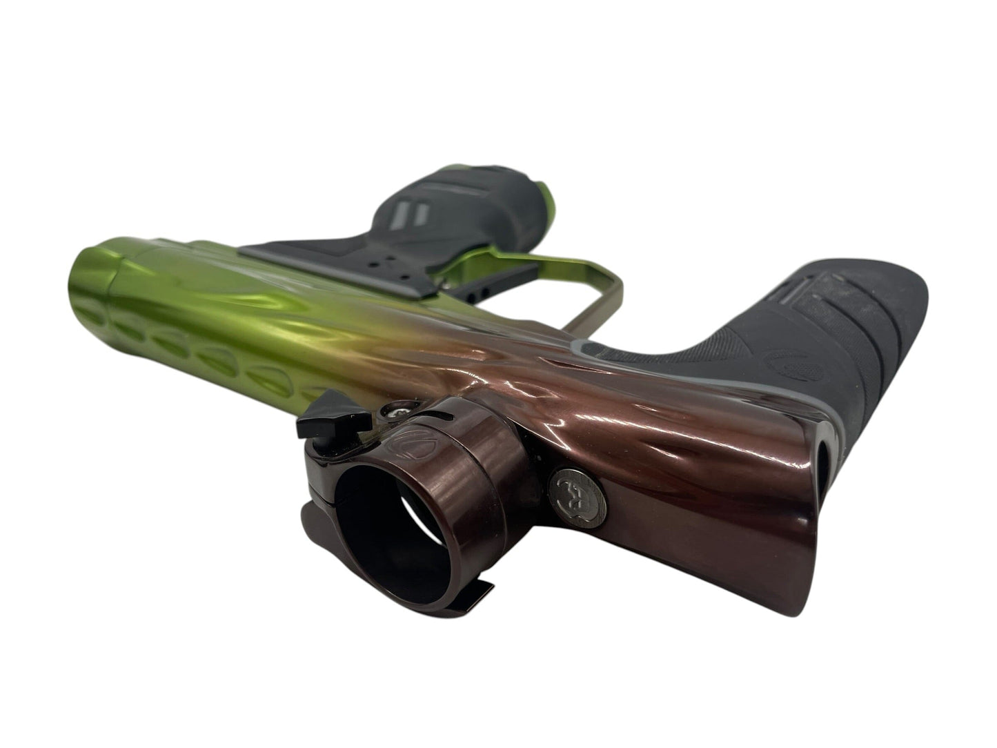 Used Dye Dsr DARK V2 Gloss Green to Brown Fade Paintball Gun Paintball Gun from CPXBrosPaintball Buy/Sell/Trade Paintball Markers, New Paintball Guns, Paintball Hoppers, Paintball Masks, and Hormesis Headbands