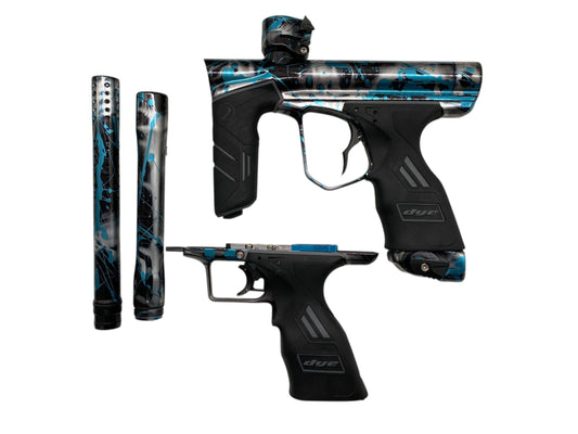 Used Dye Dsr+ FreeFlow Pipe Paintball Gun with Mech Frame Grey/Blue Splash Paintball Gun from CPXBrosPaintball Buy/Sell/Trade Paintball Markers, New Paintball Guns, Paintball Hoppers, Paintball Masks, and Hormesis Headbands