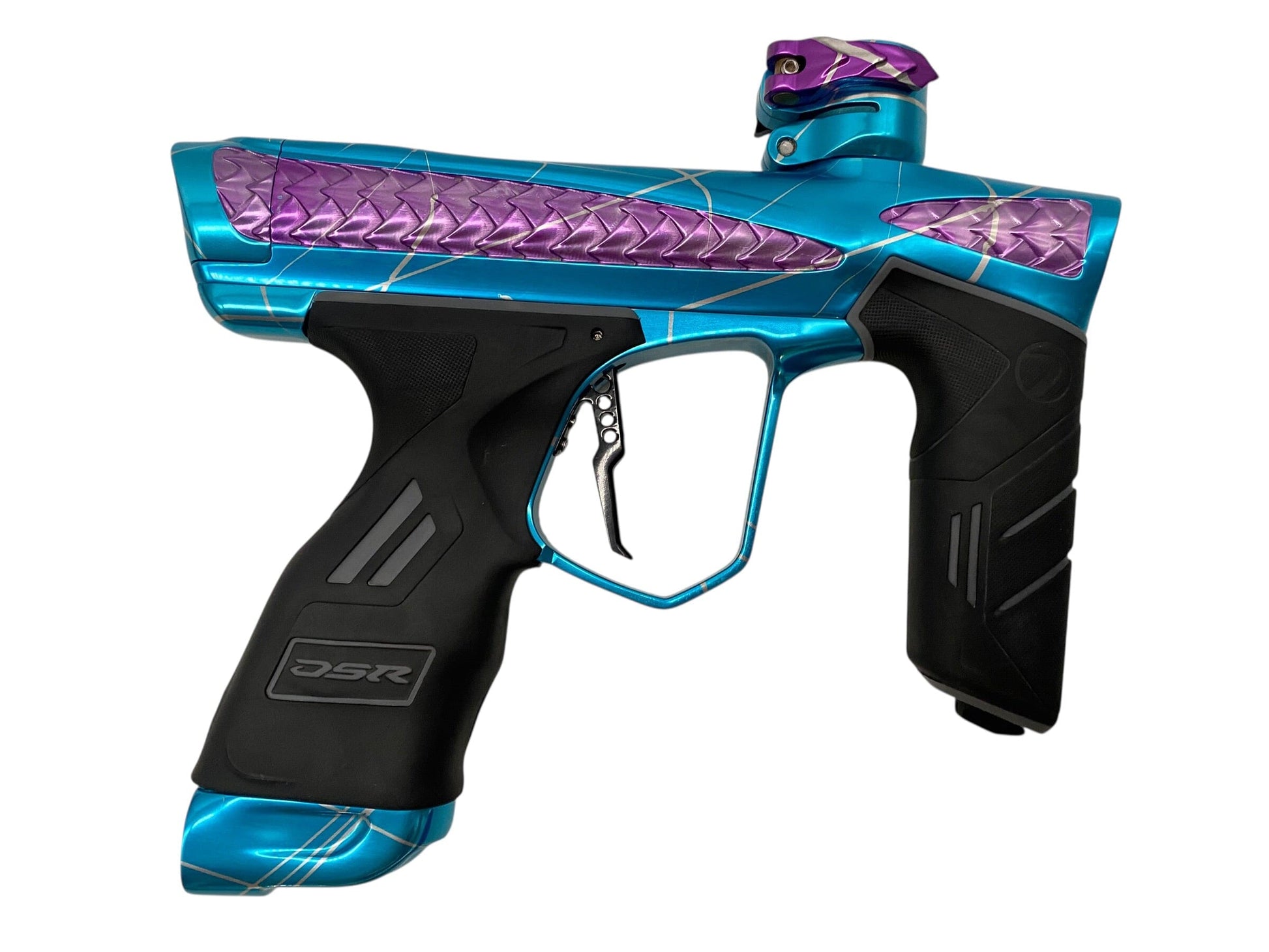 Used Dye Dsr+ Freeflow Trix Paintball Gun with Method Bolt Blue/Purple Paintball Gun from CPXBrosPaintball Buy/Sell/Trade Paintball Markers, New Paintball Guns, Paintball Hoppers, Paintball Masks, and Hormesis Headbands